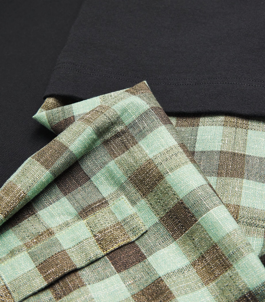 Check-Sleeve Layered T-Shirt BLACK Image 5