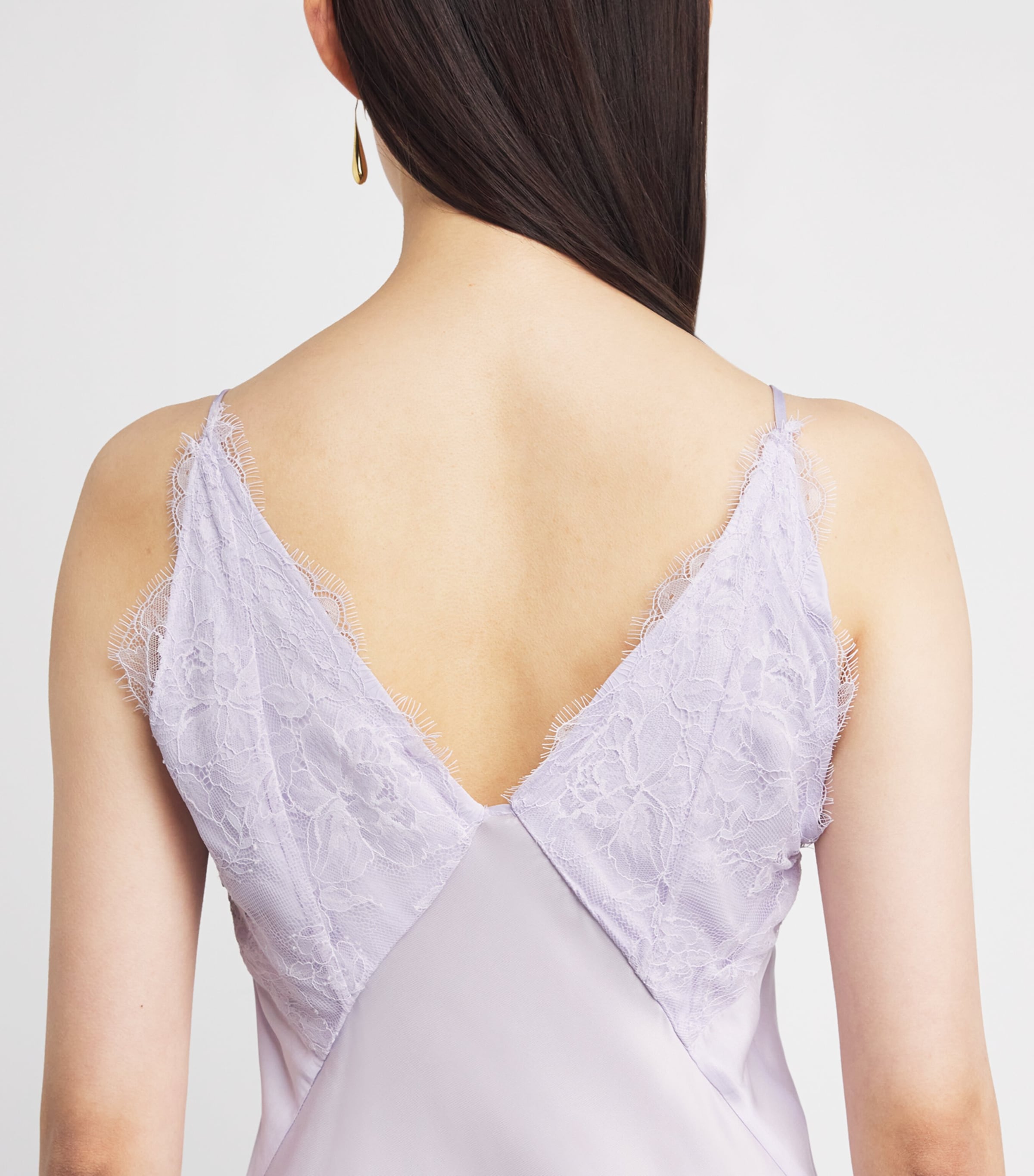 Sandro Paris Womens Satin Lace-Trim Maxi Dress Mauve Image 3