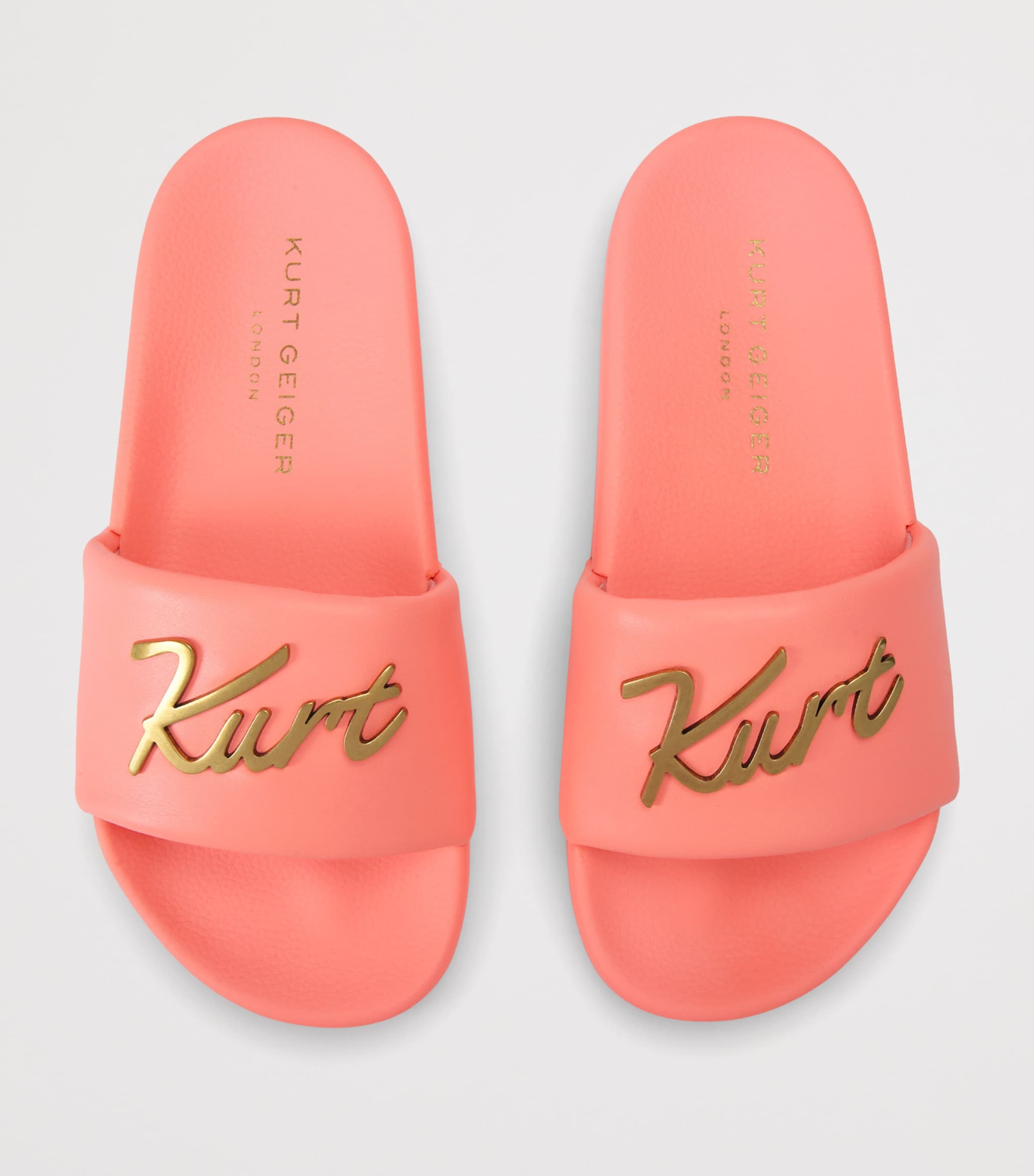 Kurt Geiger London Meena Logo Slides Pink Comb Image 4