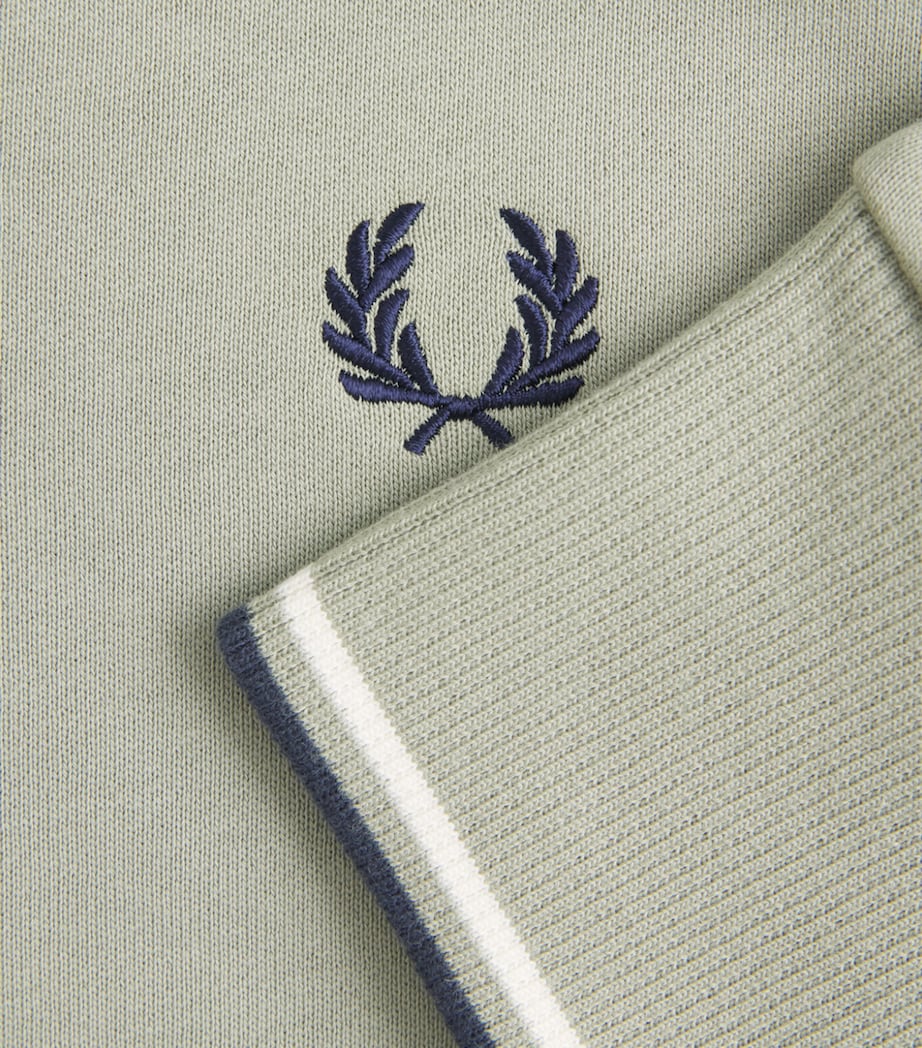 Fred Perry Mens Cotton Half-Zip Sweatshirt Seagrs/ecr/dkair Image 6