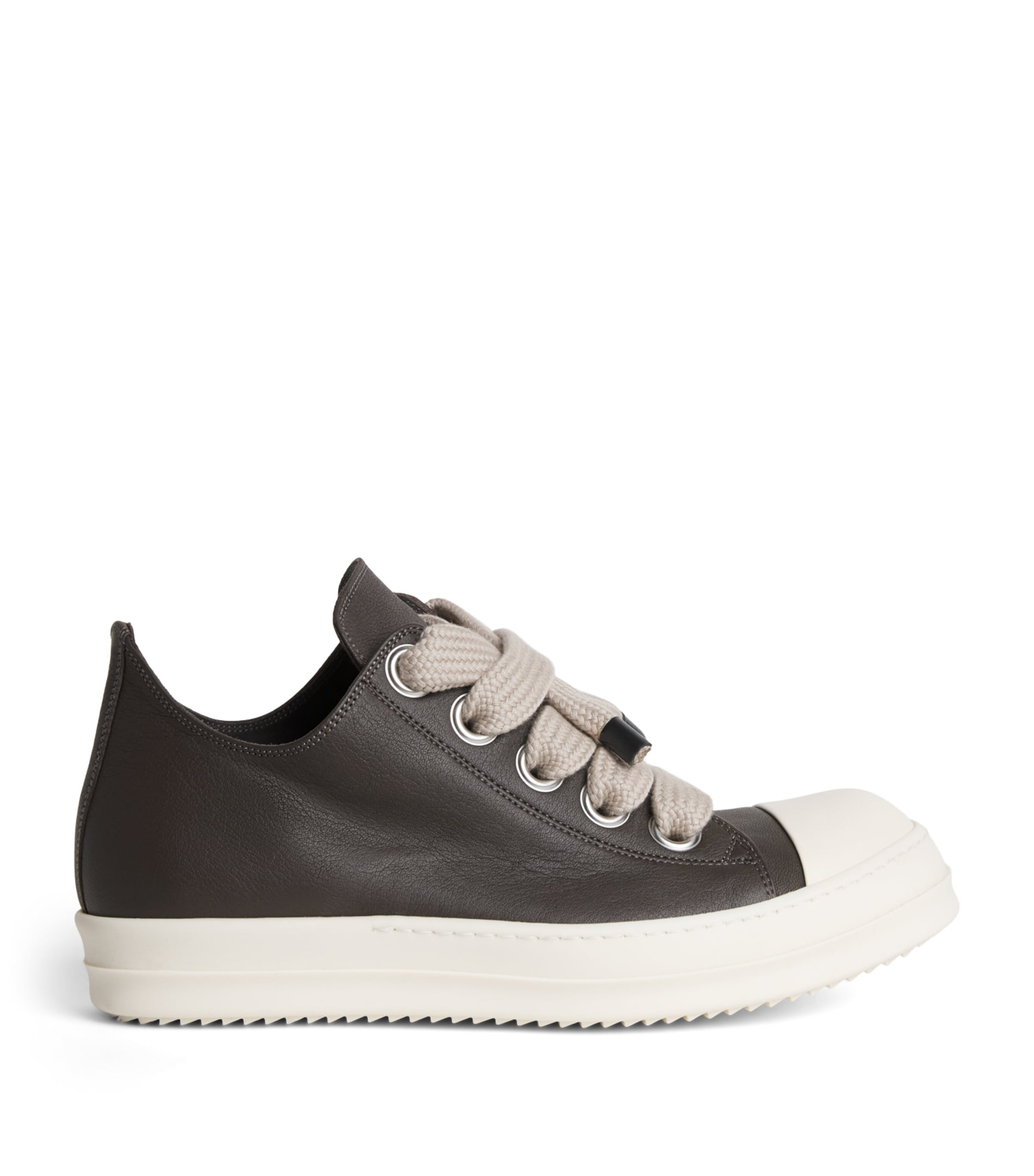 Rick Owens Leather Jumbo-Lace Sneakers Grease/milk Image 1