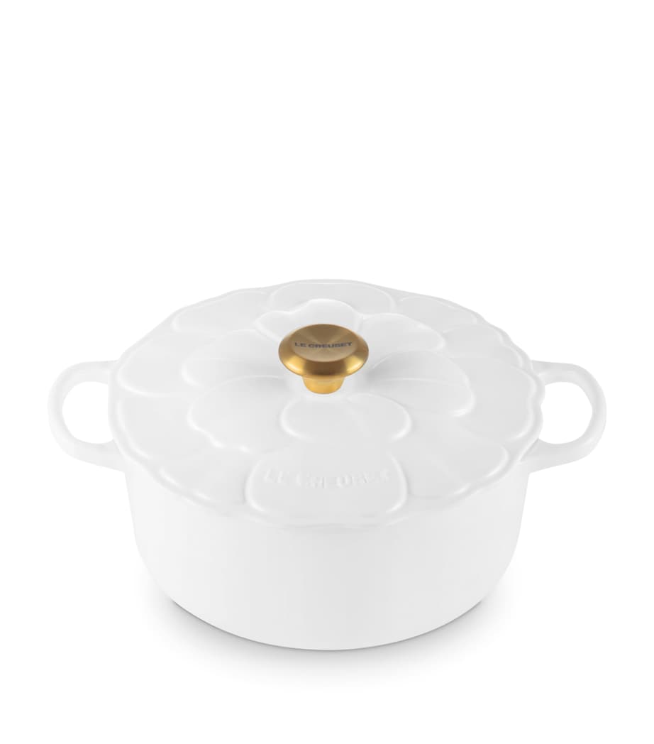 Le Creuset Cast Iron Petal Casserole Dish (26cm) White Image 2