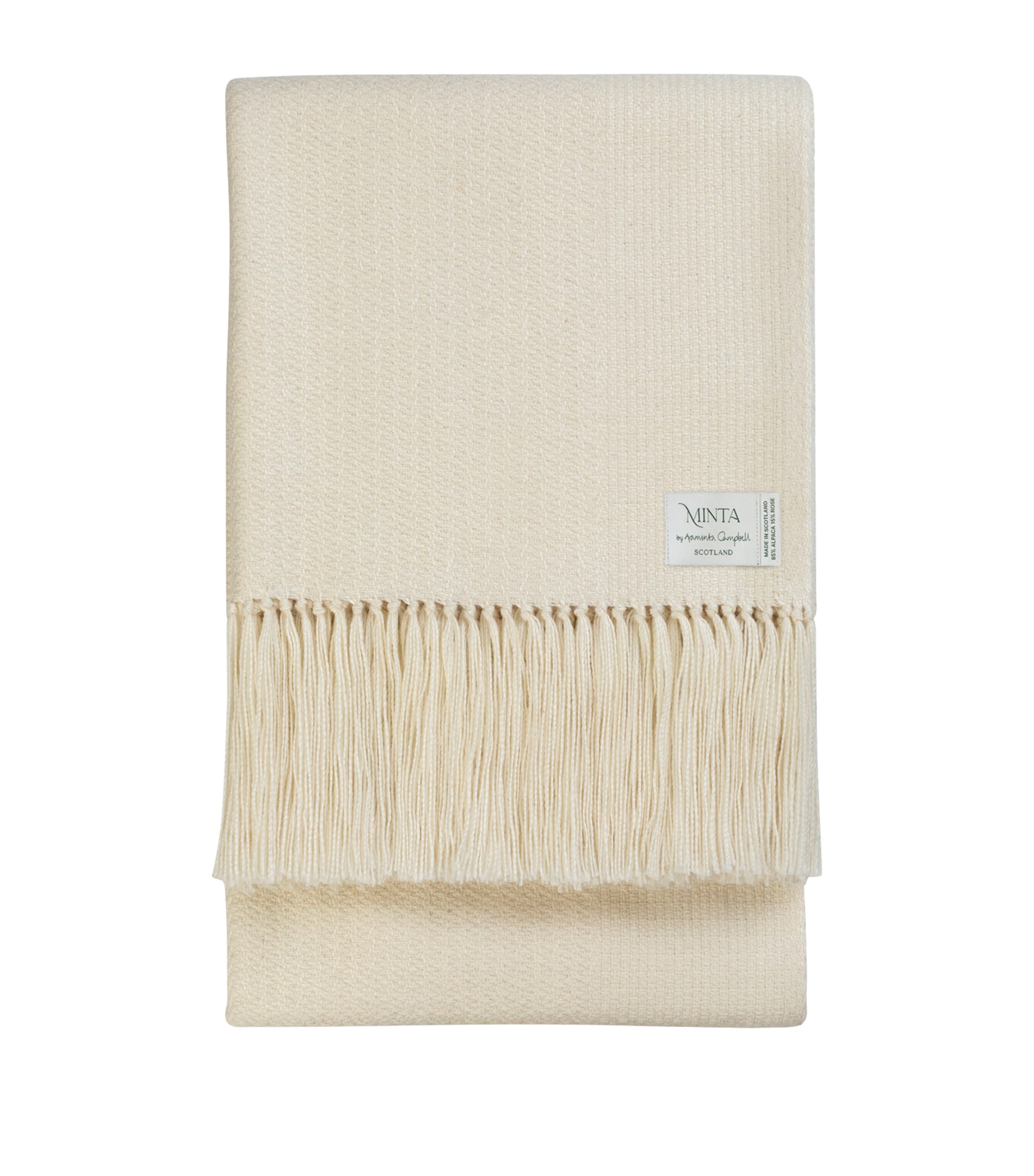 Araminta Campbell Alpaca-Blend Woodland Inkcap Throw (150cm x 230cm) White Image 1