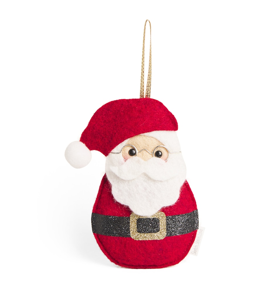 SKETCH.STITCH.LOVE Woollen Father Christmas Tree Decoration Burgundy/white Image 1