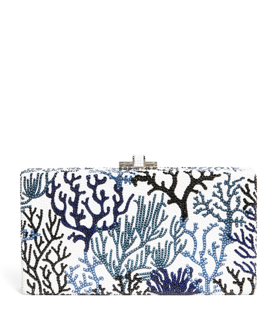 Judith Leiber Rare Coral Clutch Bag Silver Dk Indigo Mlt Image 1