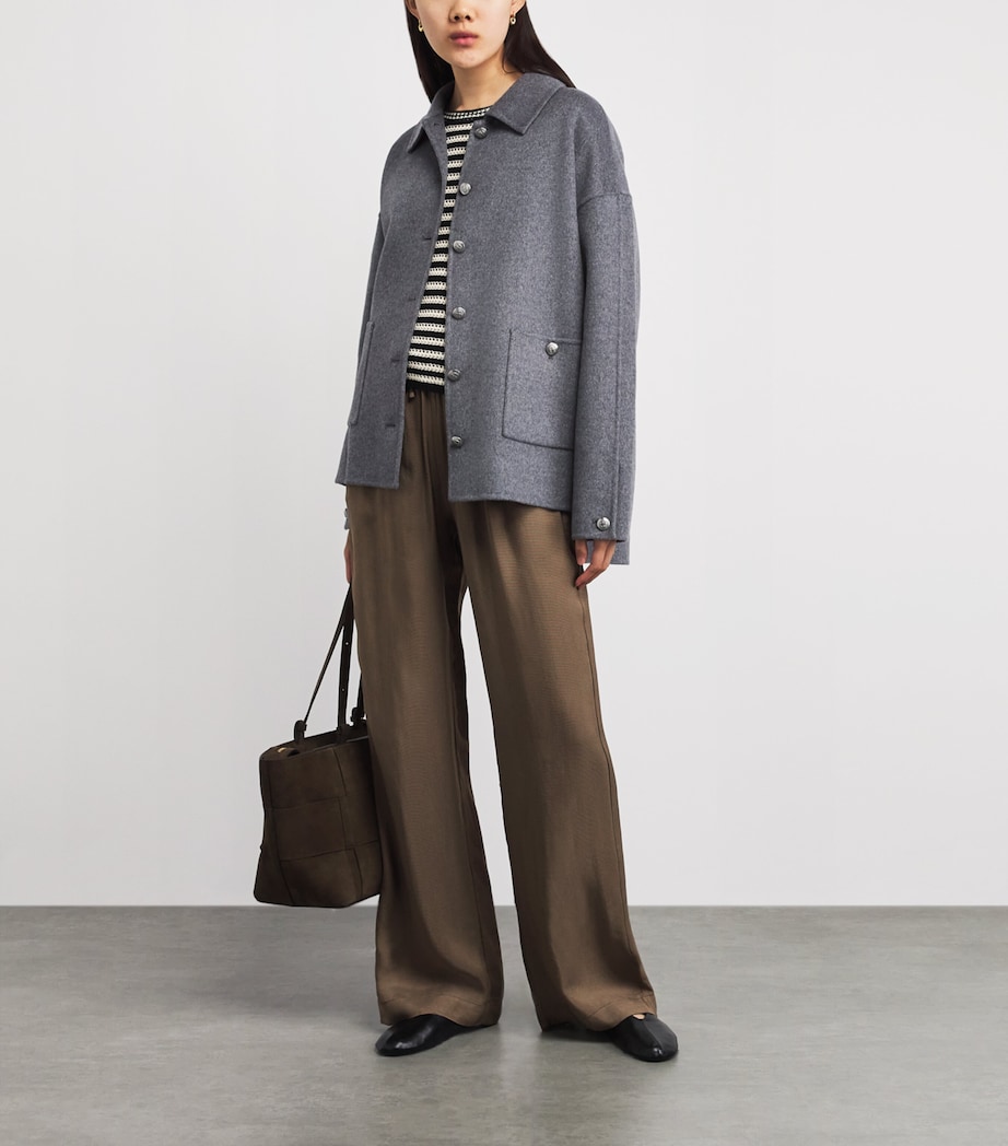 ANINE BING Womens Wool-Cashmere Luca Jacket Grey Melange Image 2