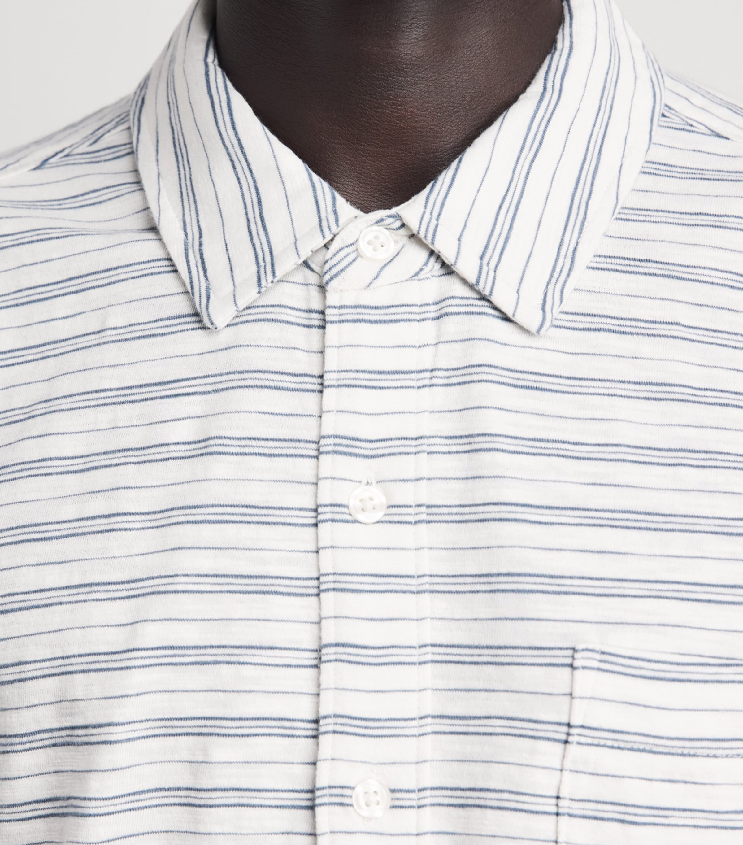 PAIGE Mens Cotton Stripe Carillo Polo Shirt Blue Citrine Image 3