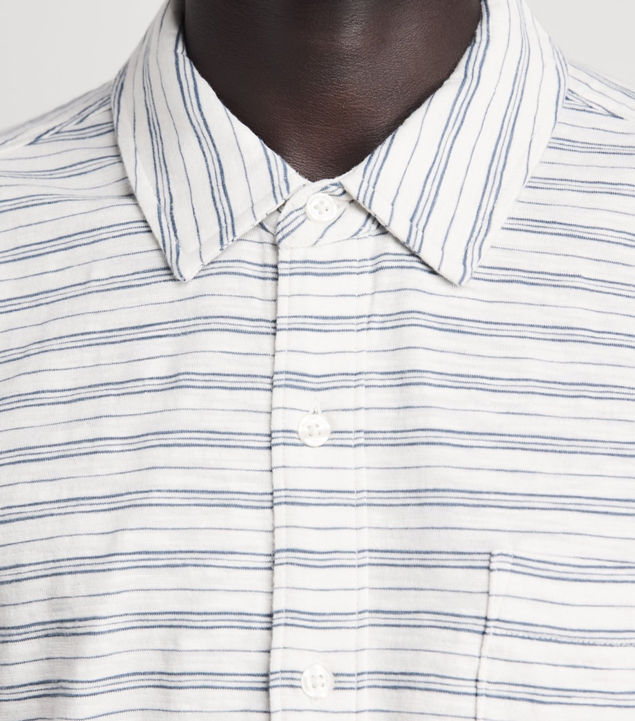 PAIGE Mens Cotton Stripe Carillo Polo Shirt Blue Citrine Image 3