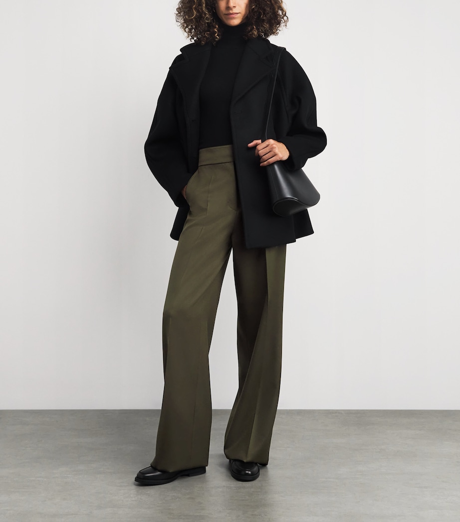 Cotton Wide-Leg Trousers MOSS GREEN Image 2