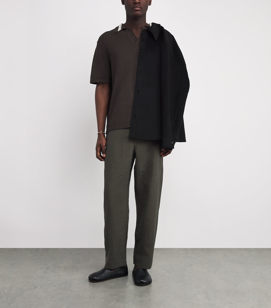 Crochet-Detail Polo Shirt BROWN Image 2