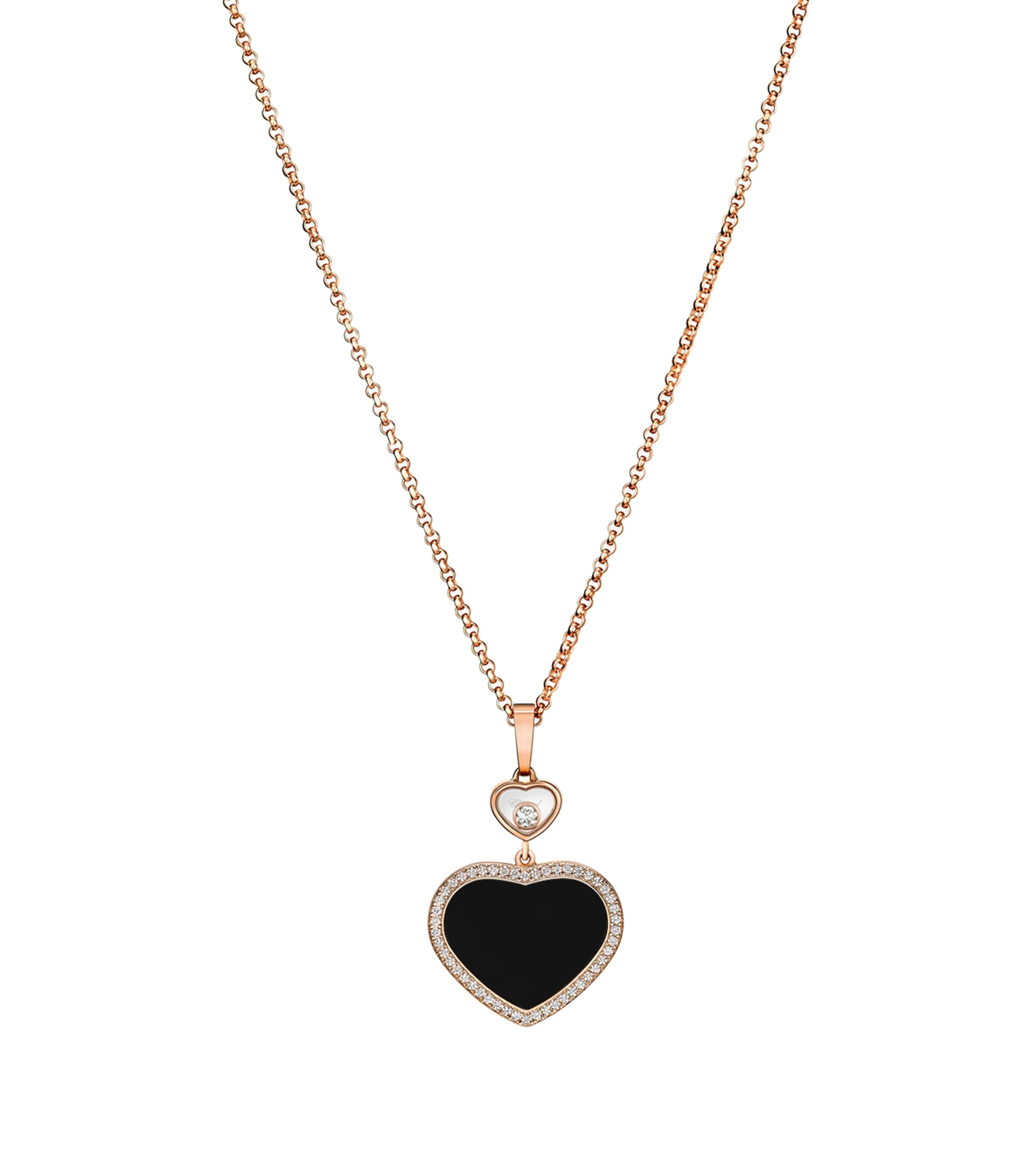 Chopard Happy Hearts 18ct Rose-gold And 0.24ct Diamond Pendant Necklace In Rose Gold