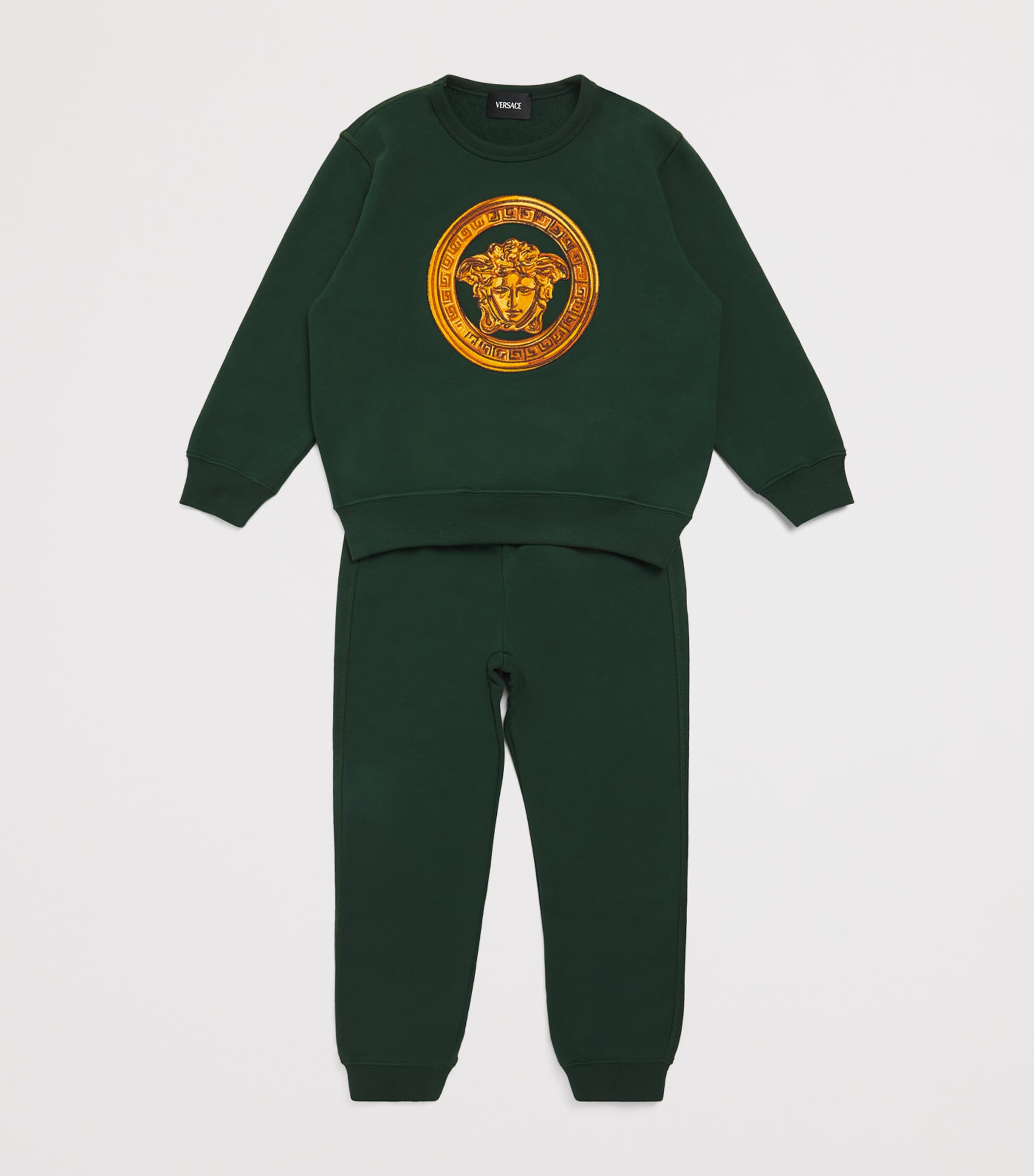 Cotton Embroidered Medusa Sweatshirt (6-14 Years) 2GQ30BOTTLE GRN+GOLD Image 3