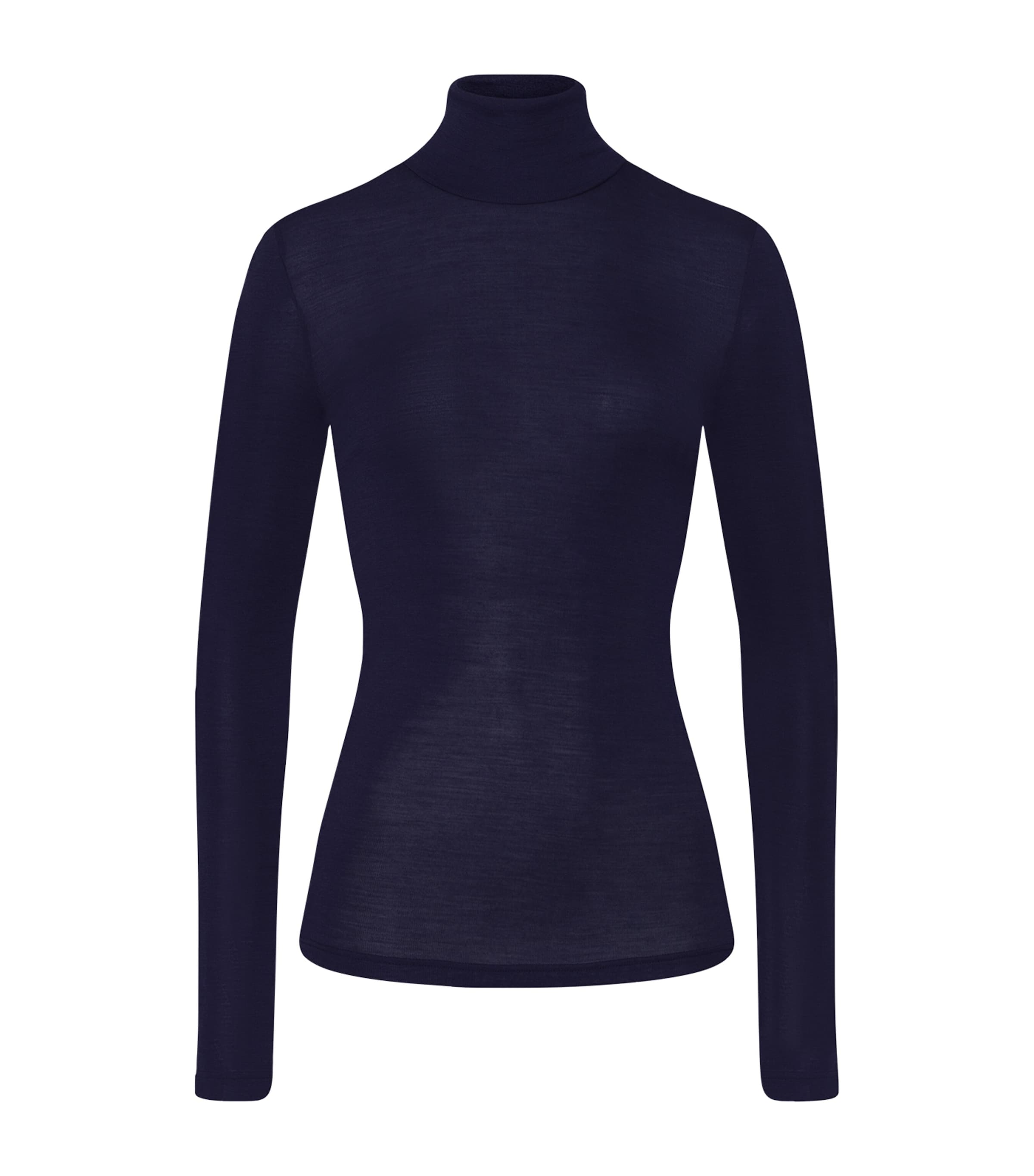 Woolen Silk Roll-Neck Top NIGHT BLUE Image 1