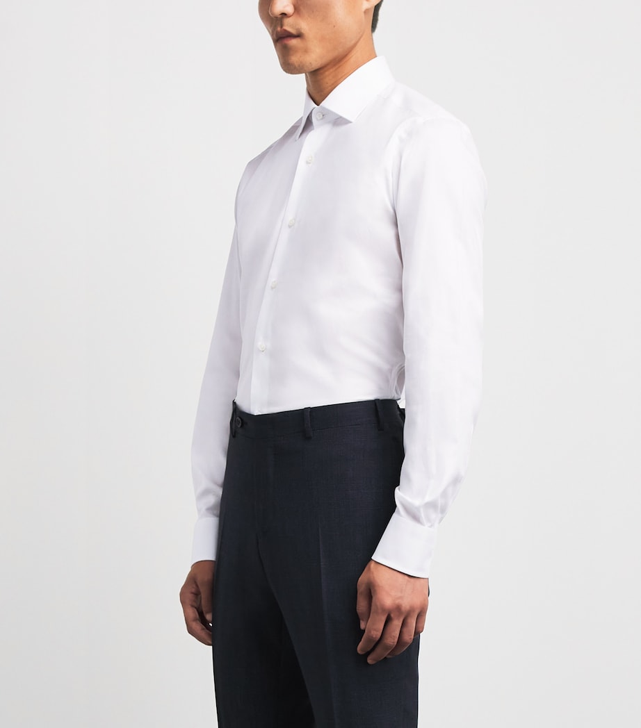 Barba Napoli Mens Cotton Poplin Slim Shirt White Image 4