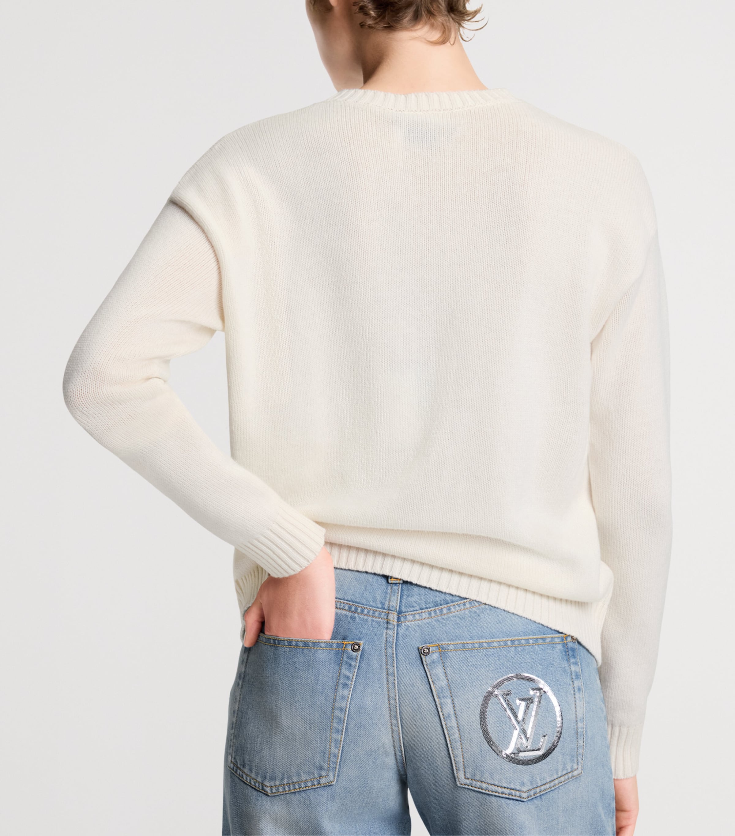 Cashmere Cursive Signature Sweater WHITE/BLACK Image 3