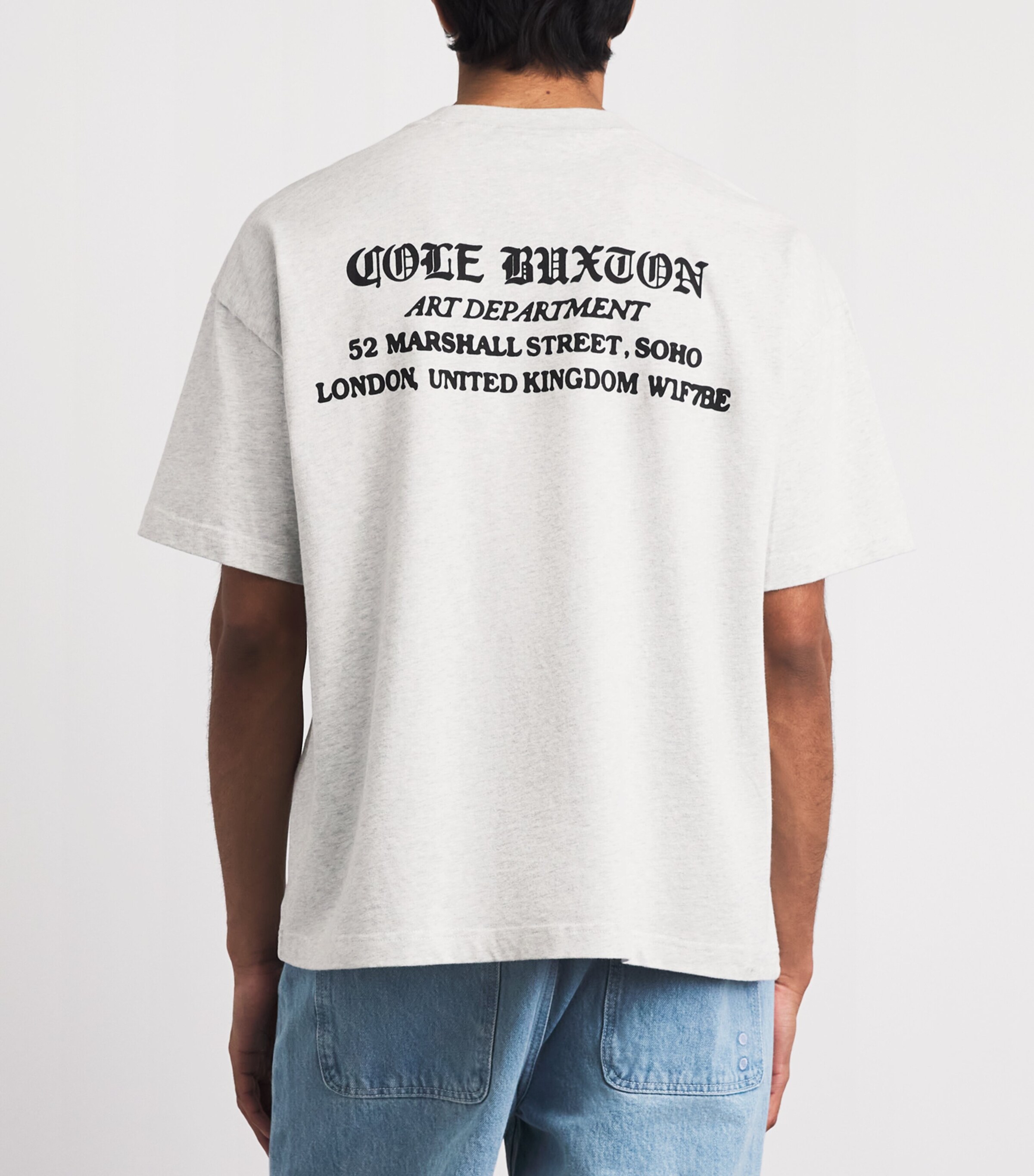 COLE BUXTON Mens Gothic Logo T-Shirt Light Grey Marl Image 5