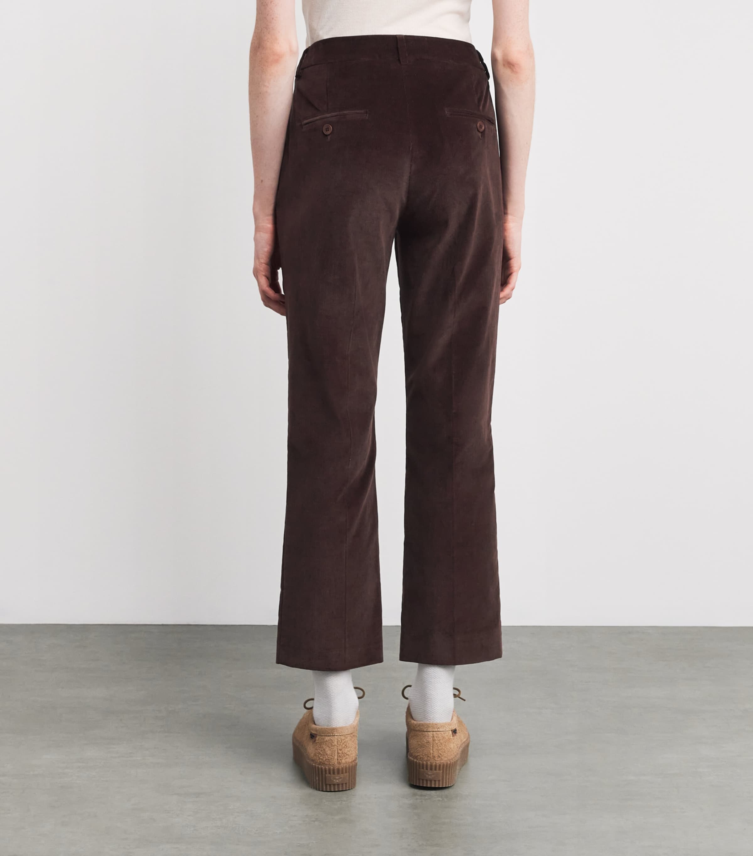 Corduroy Straight Trousers WINE-COLOURED Image 4