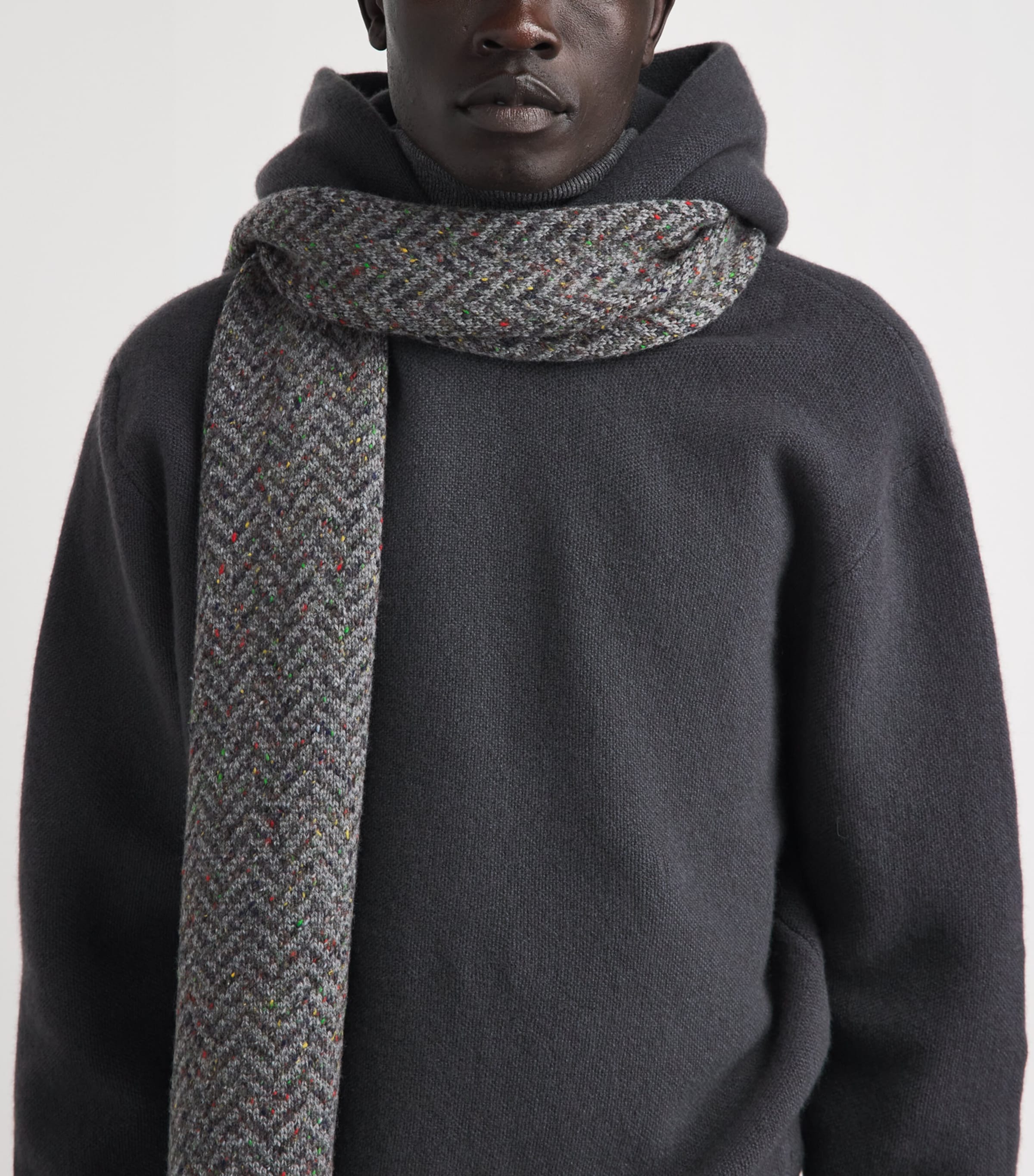 Gabriela Hearst Mens Cashmere Embellished Stanza Scarf Charcoal Multi Image 3