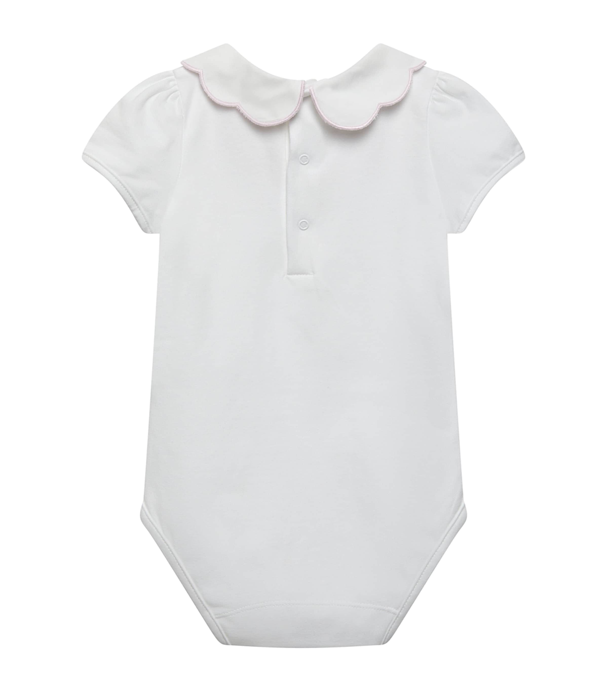 Trotters Cotton Embroidered Ava Bodysuit (3-24 Months) White / Pink Image 2