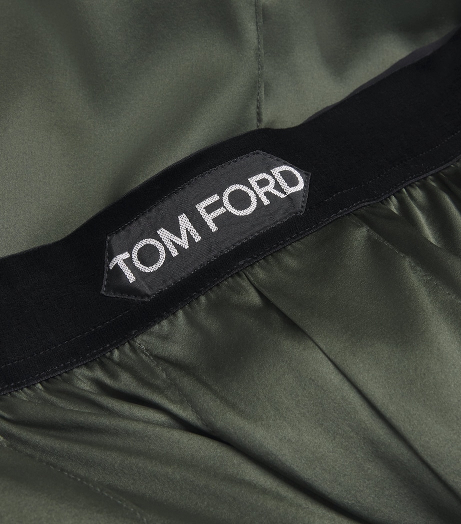 Silk-Blend Pyjama Bottoms 306DEEP MILITARY Image 3