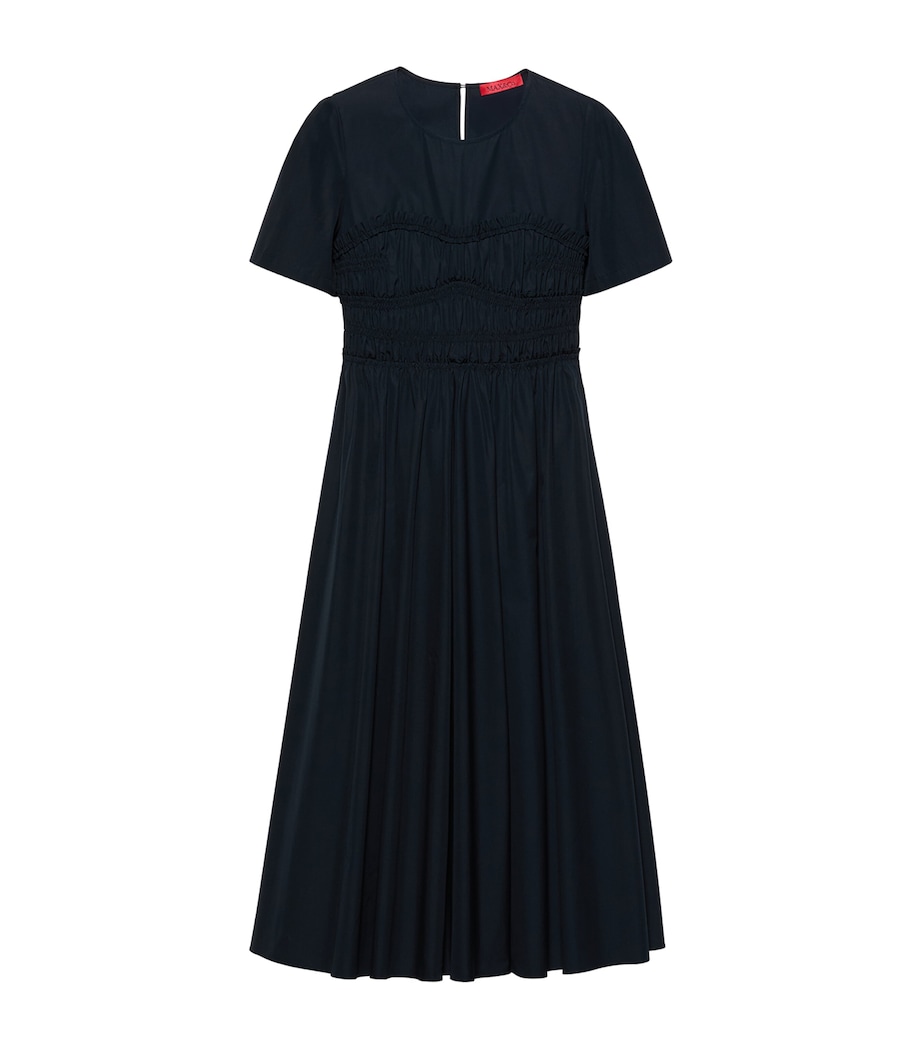 MAX&Co. Womens Cotton-Virgin Wool Shirred Midi Dress Black Image 1