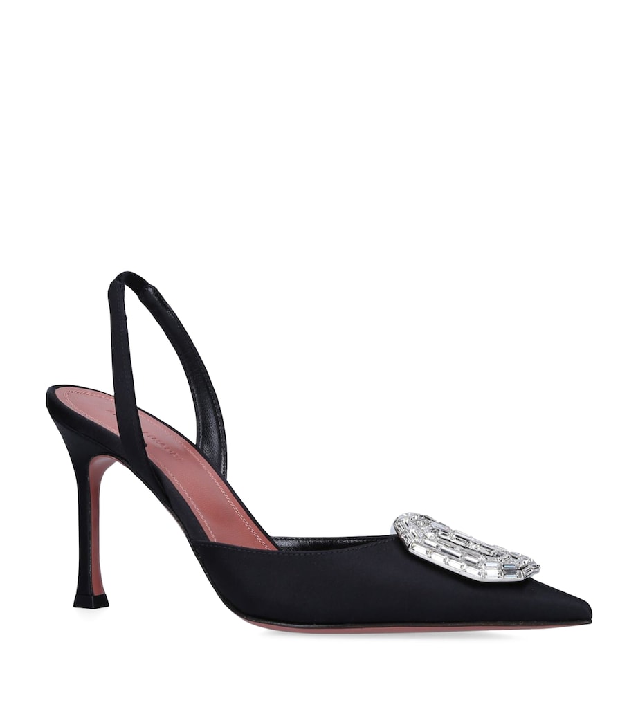 Satin Camelia Slingback Pumps 90 BLACK Image 3