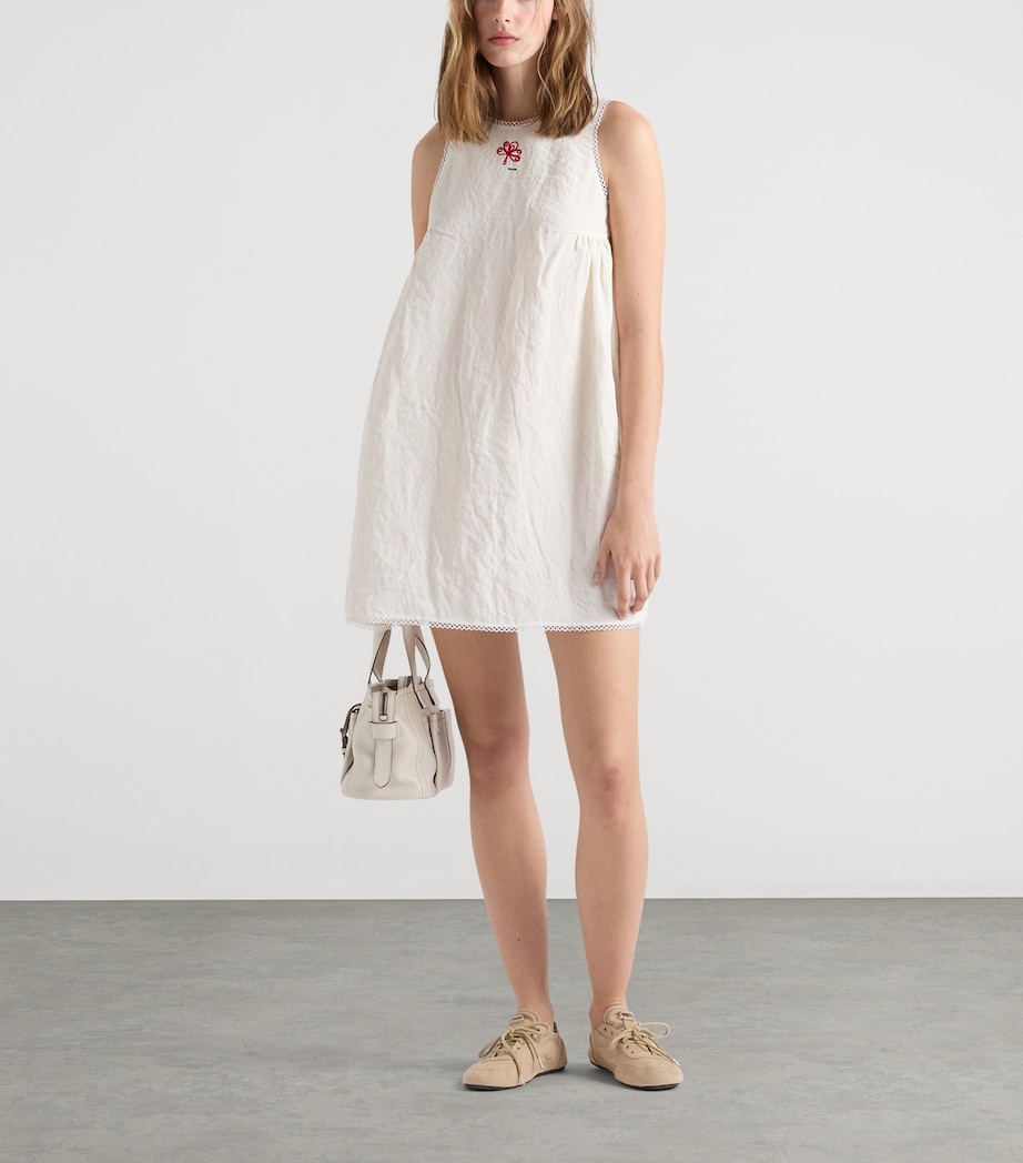 Prada Womens Linen Canvas Mini Dress White Image 2