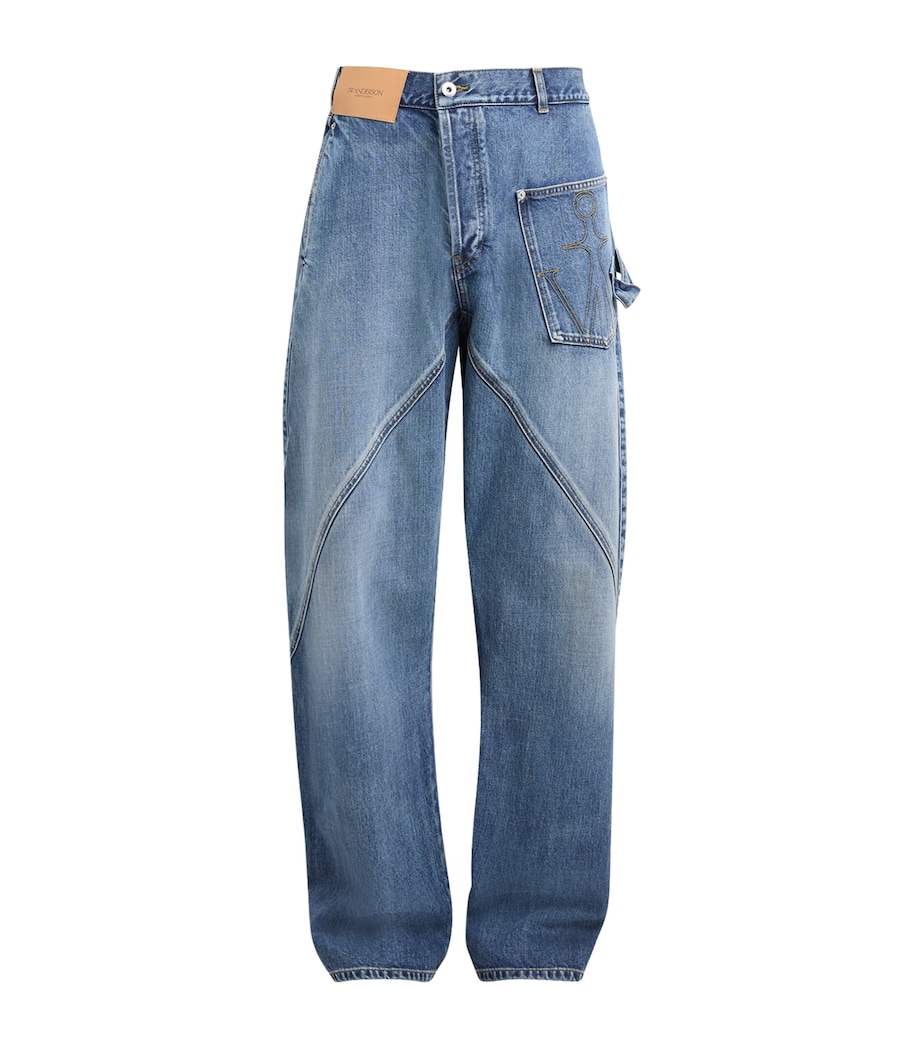 JW Anderson Mens Twisted Workwear Jeans Mid Blue Image 1