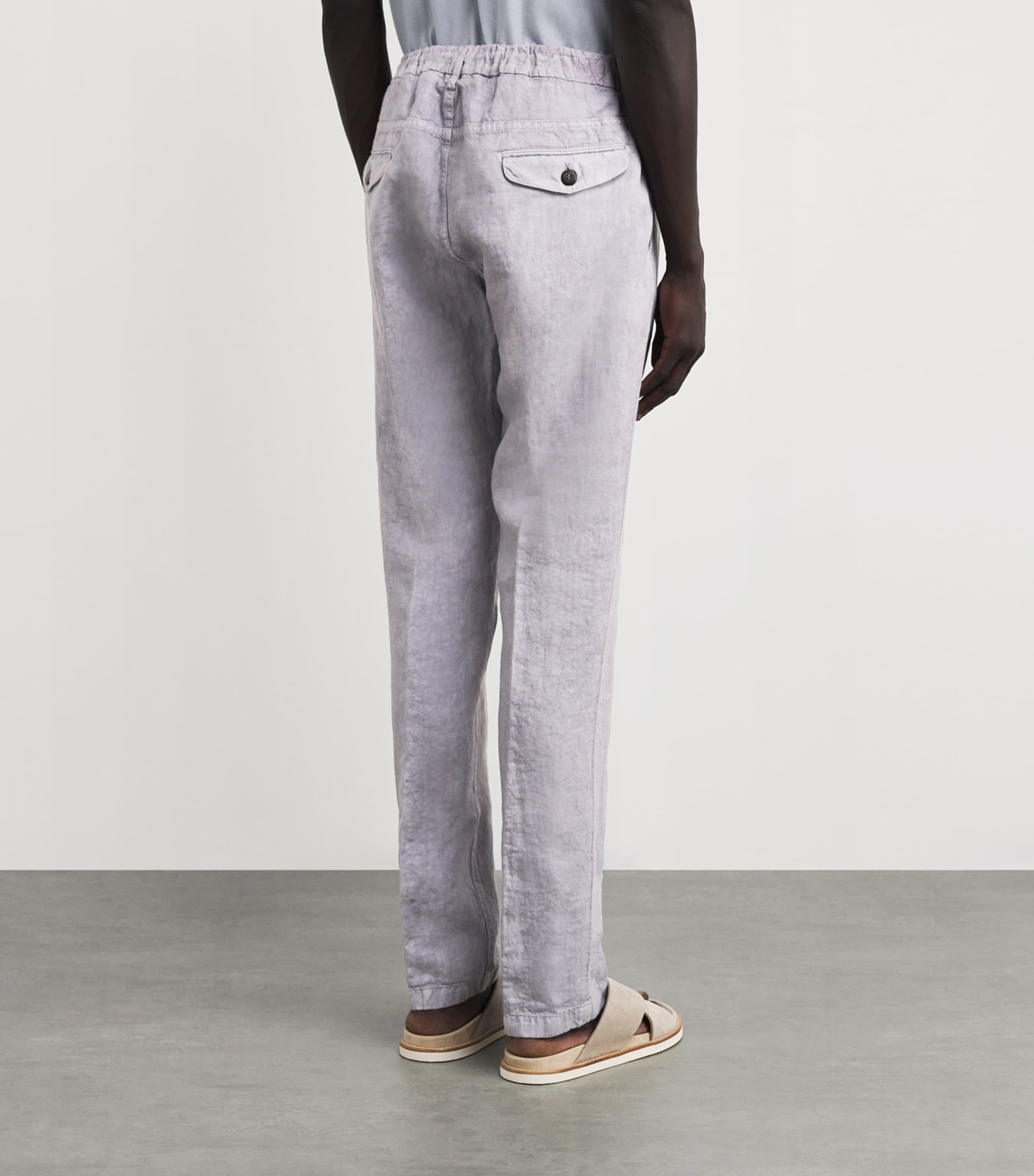 VIP【関税送料無料】希少 ELEVENTY GREY LINEN AND WOOL PANTS Eleventy Linen Drawstring-Detail Trousers | Harrods US