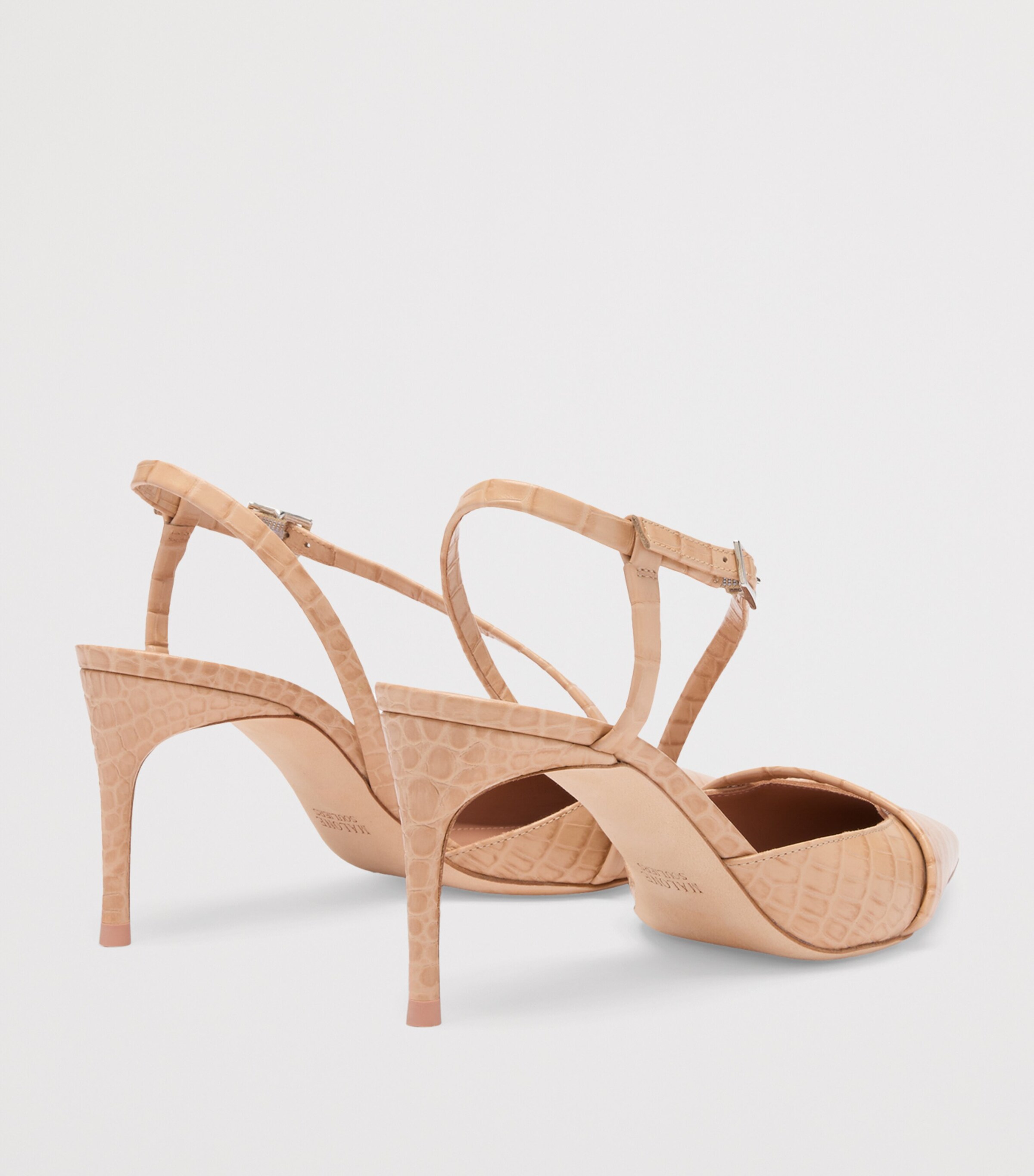 Croc-Embossed Leather Valeria Slingback Pumps 70 BUFF Image 4