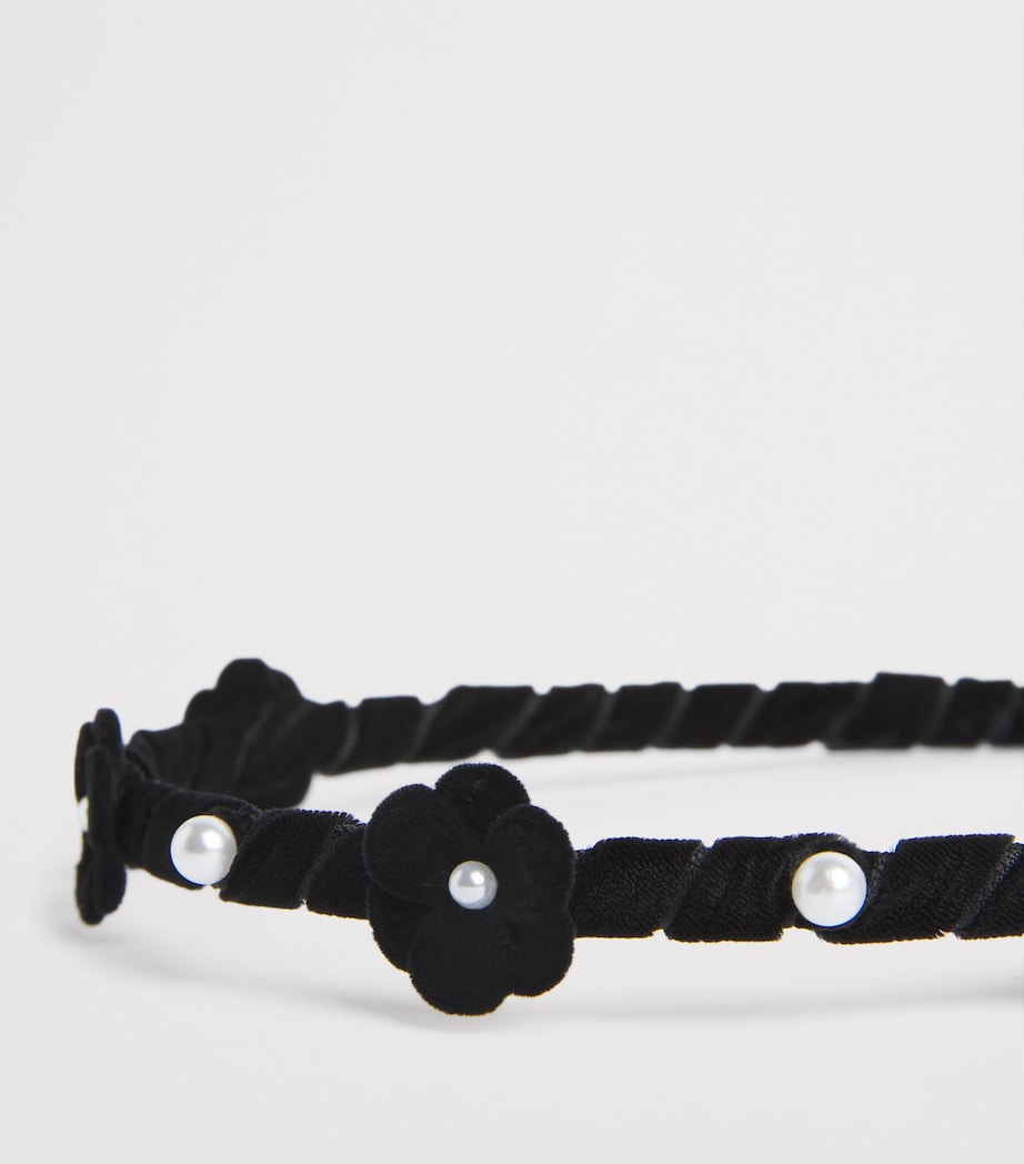 Monnalisa Velvet Flower-Detail Headband Nero Image 3