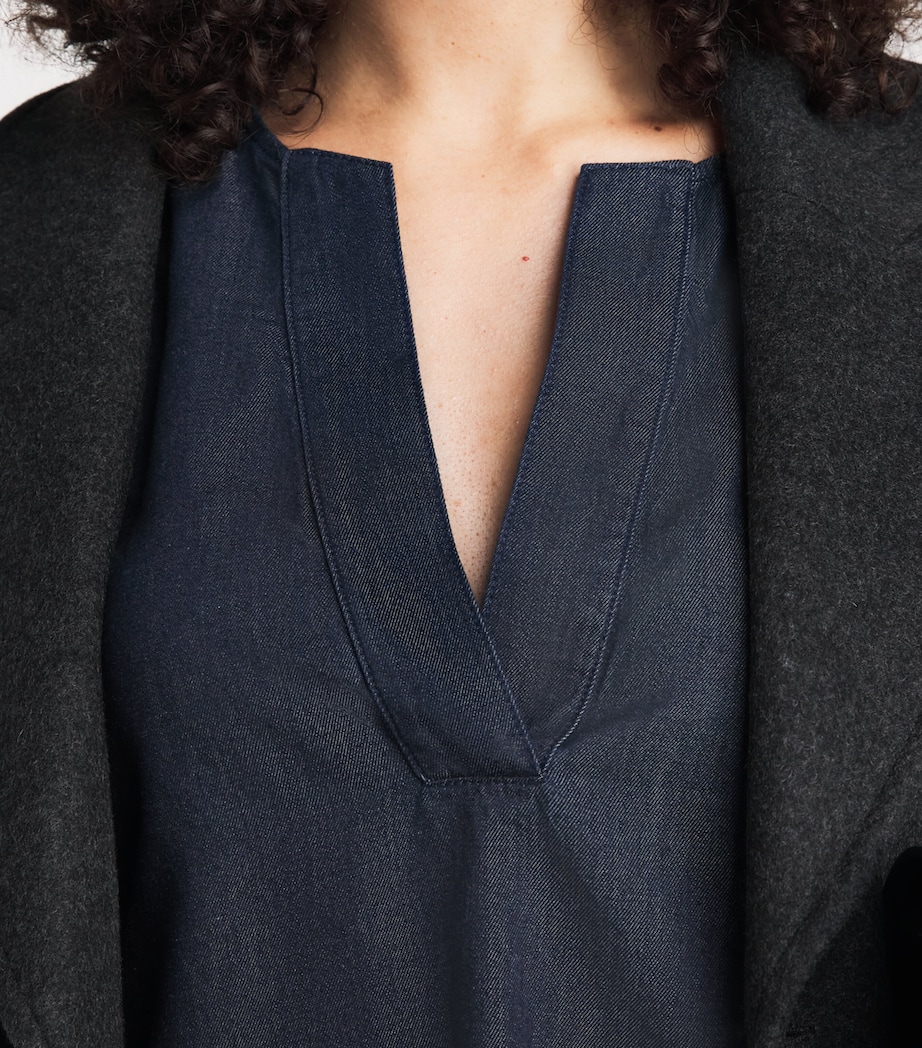 FRAME Womens Denim The Off Duty Popover Blouse Rinse Image 3