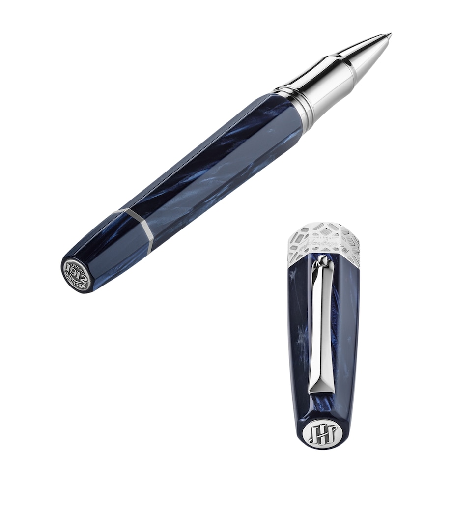 Sterling Silver-Trim Extra Otto Rollerball Pen DARK BLUE Image 3