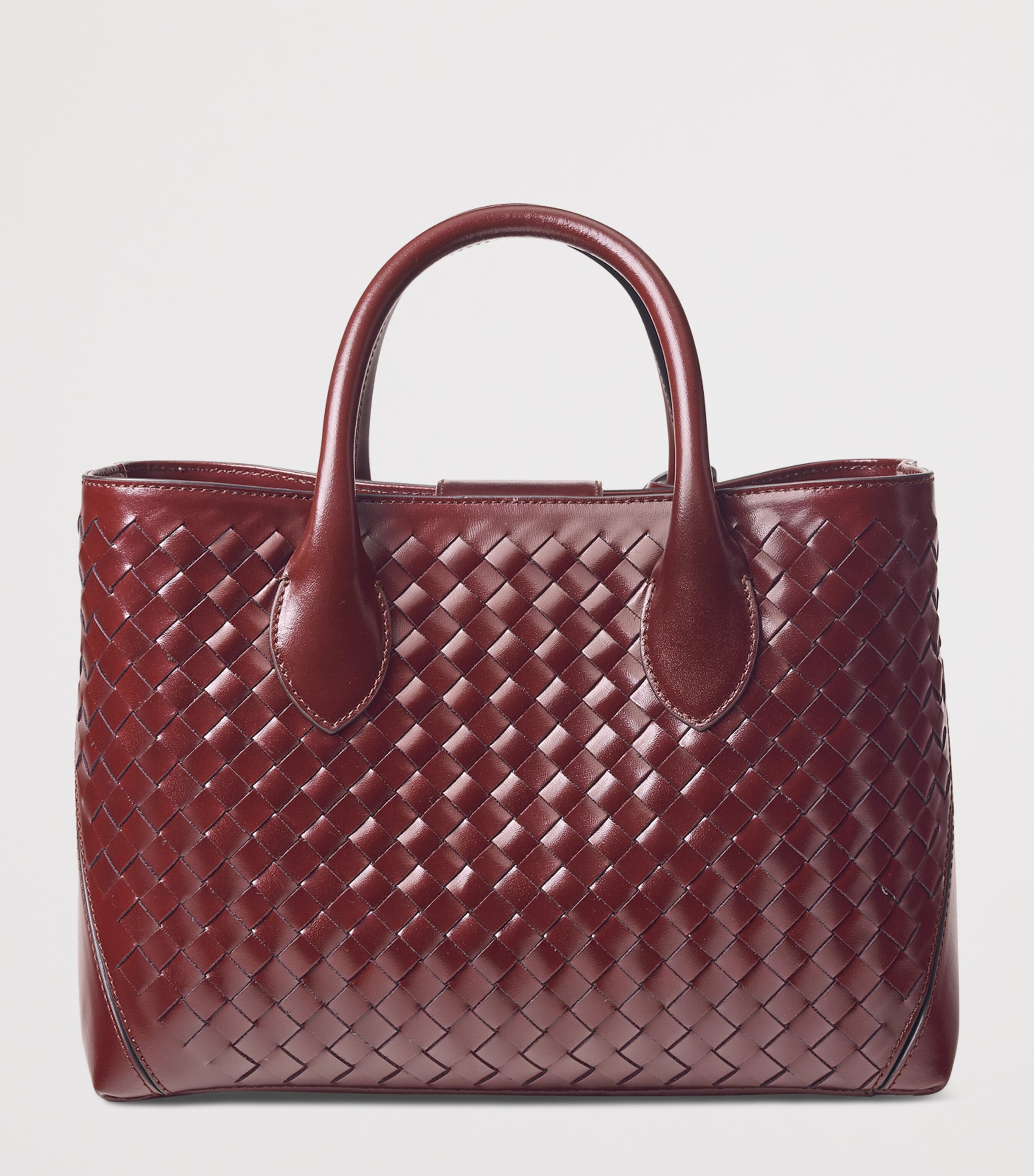 Midi Leather London Tote Bag BURGUNDY Image 3
