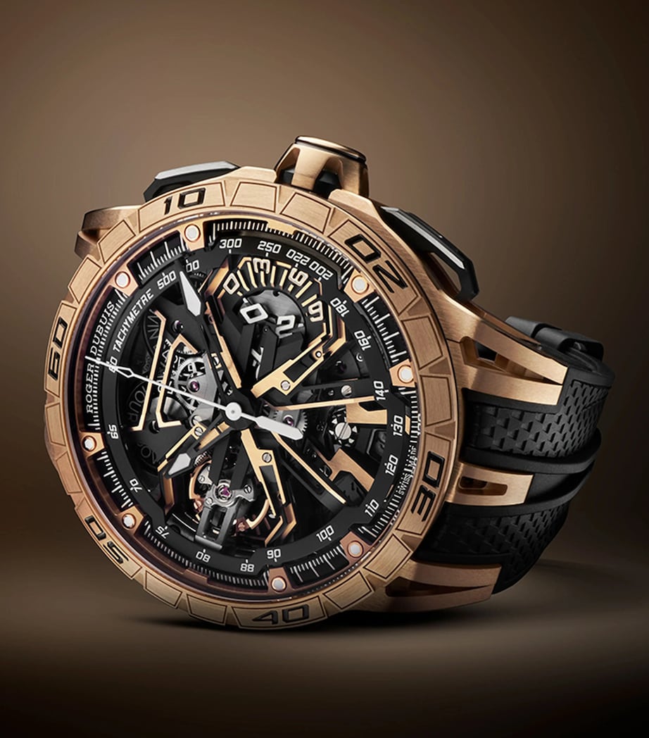 Roger Dubuis Rose Gold Excalibur Spider Flyback Chronograph Watch 45mm Black Image 5