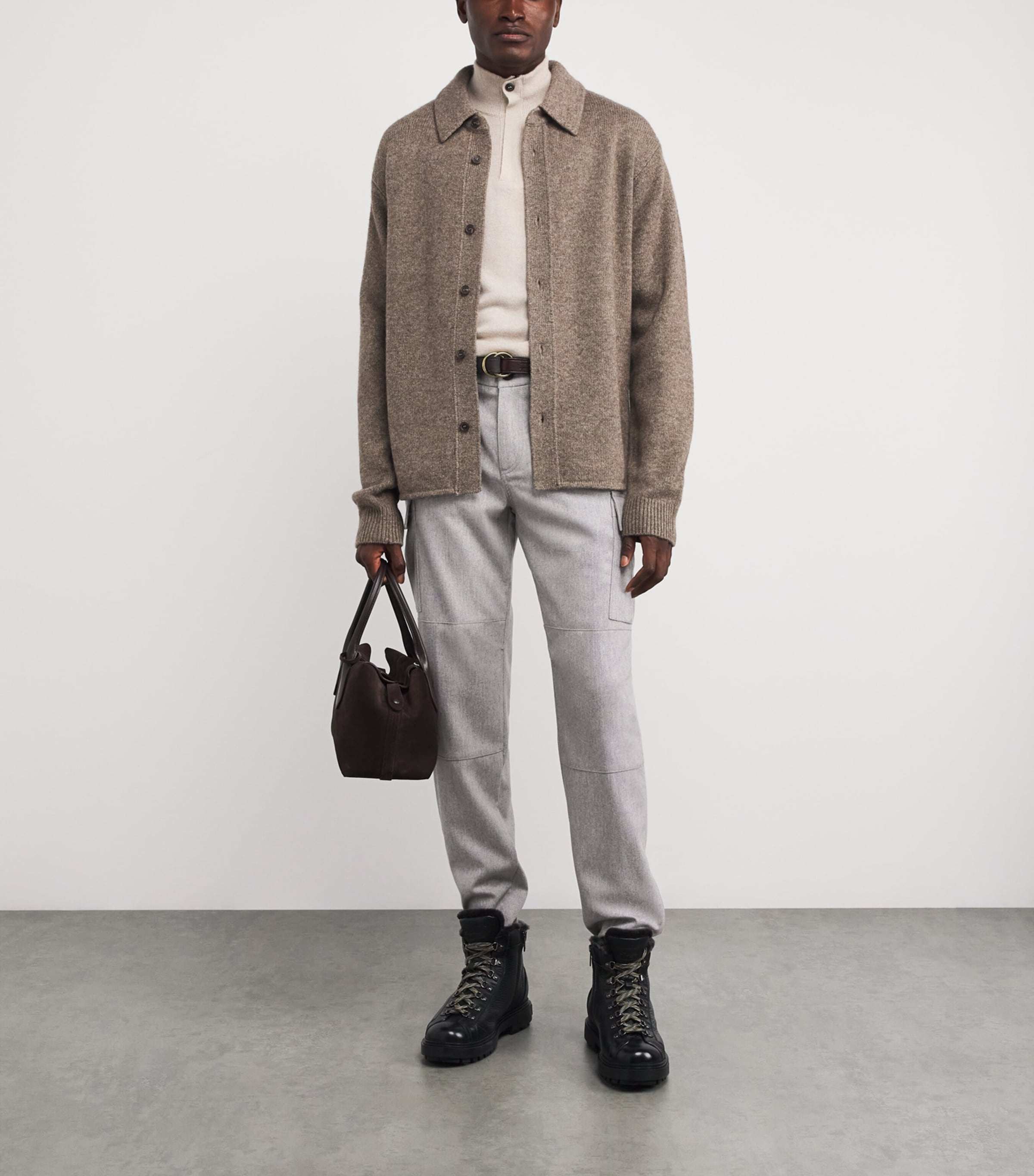 Wool-Cashmere Cargo Trousers GRIGIO CHIARO MELANG Image 2