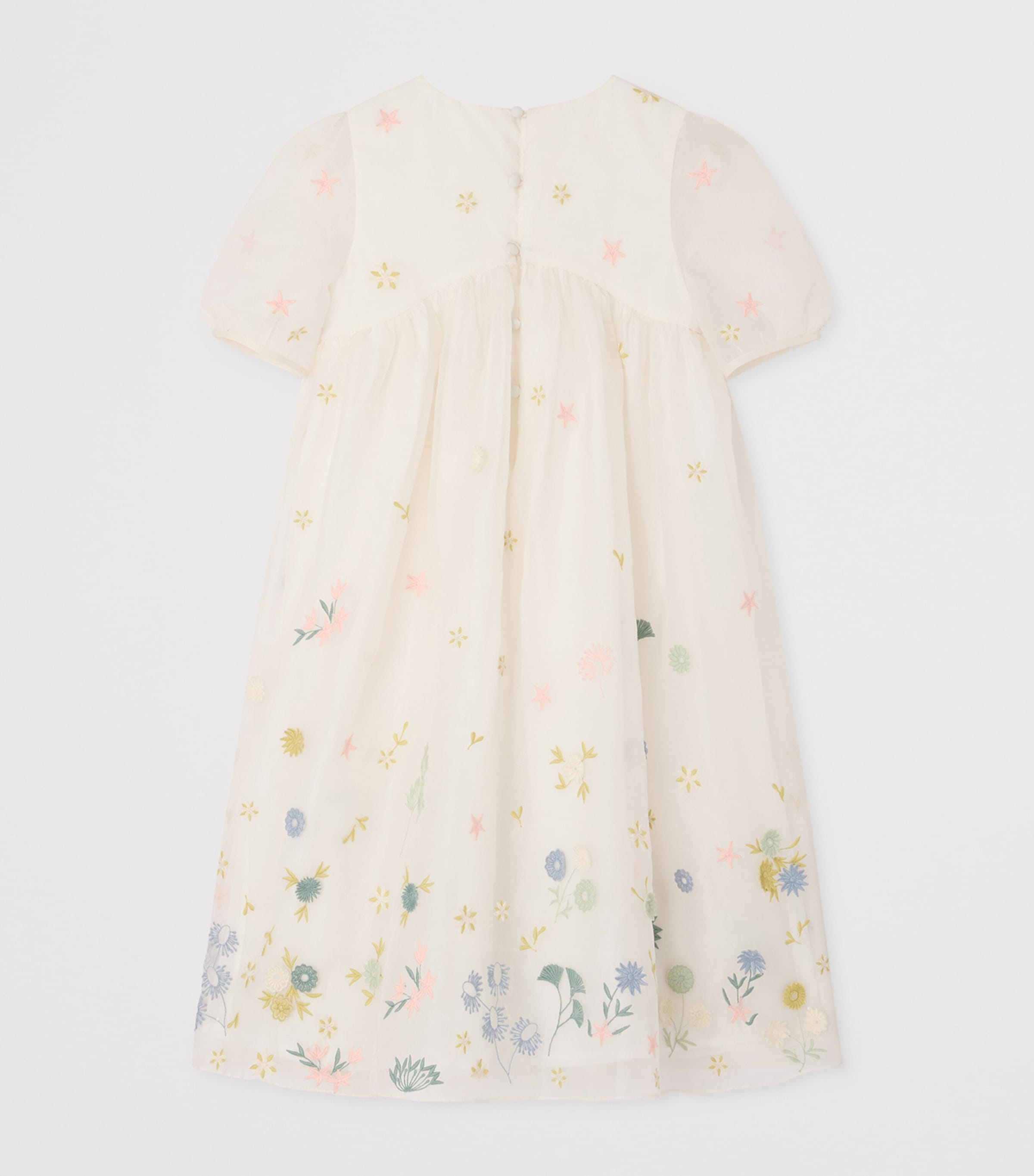Bonpoint Silk Embroidered Elmae Dress (4-14 Years) Upb Blanc Lait Image 2