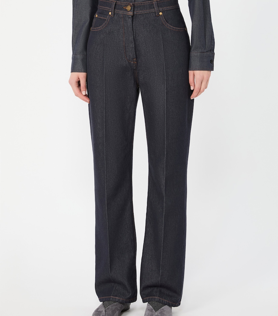Max Mara Womens Cotton Chambray Trousers Midnightblue Image 2