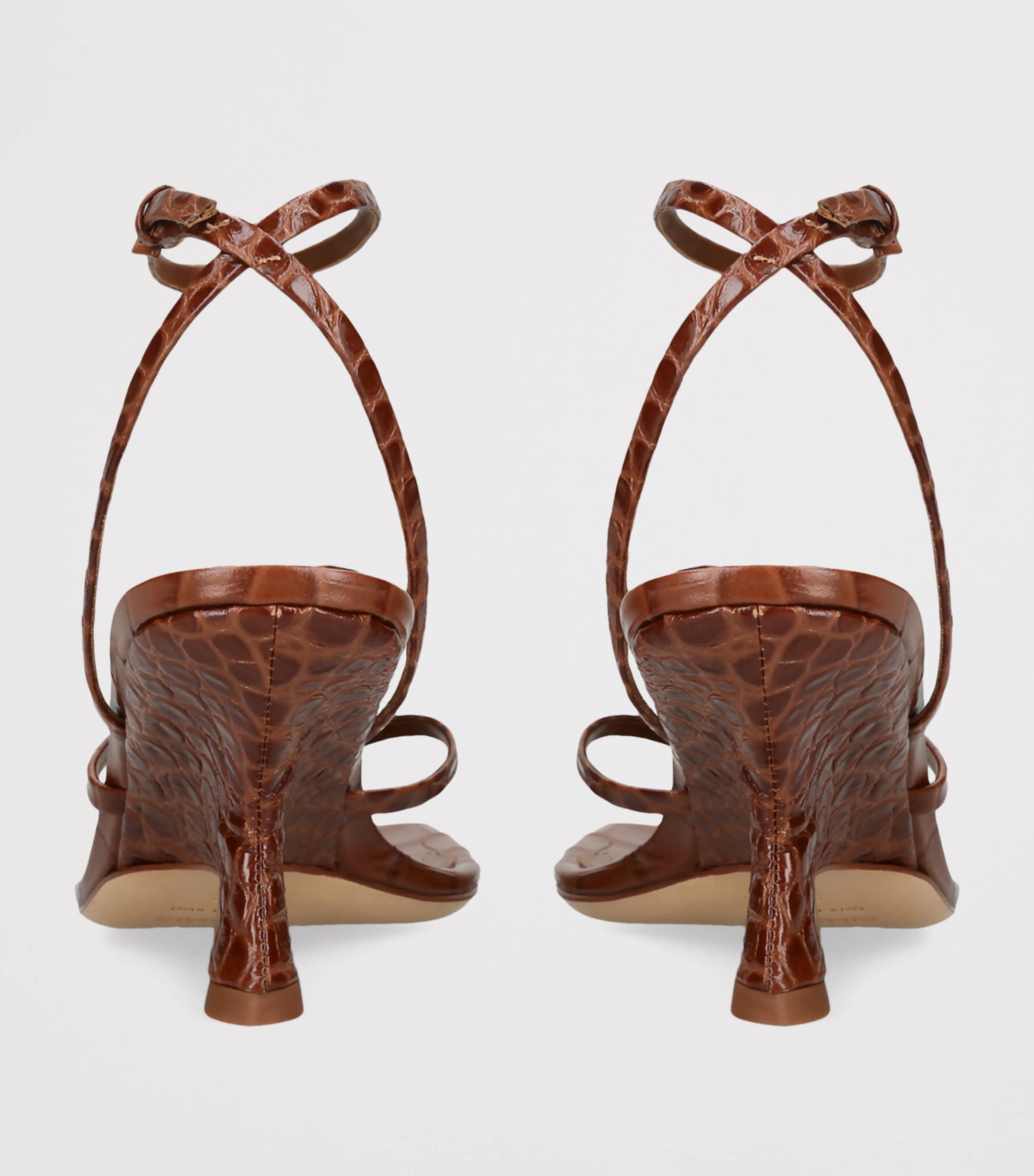 Simkhai Croc-Embossed Leather Kelsey Heeled Sandals 75 Tan Image 4