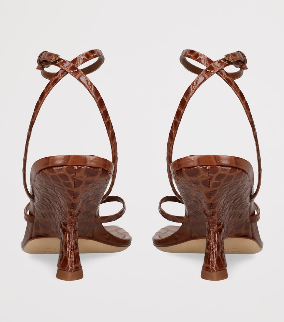 Simkhai Croc-Embossed Leather Kelsey Heeled Sandals 75 Tan Image 4