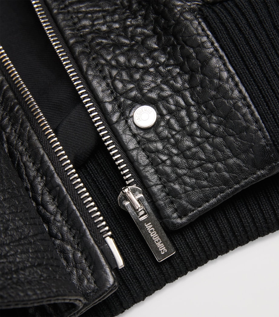 Gained Leather Bomber Jacket 990 BLACK Image 5