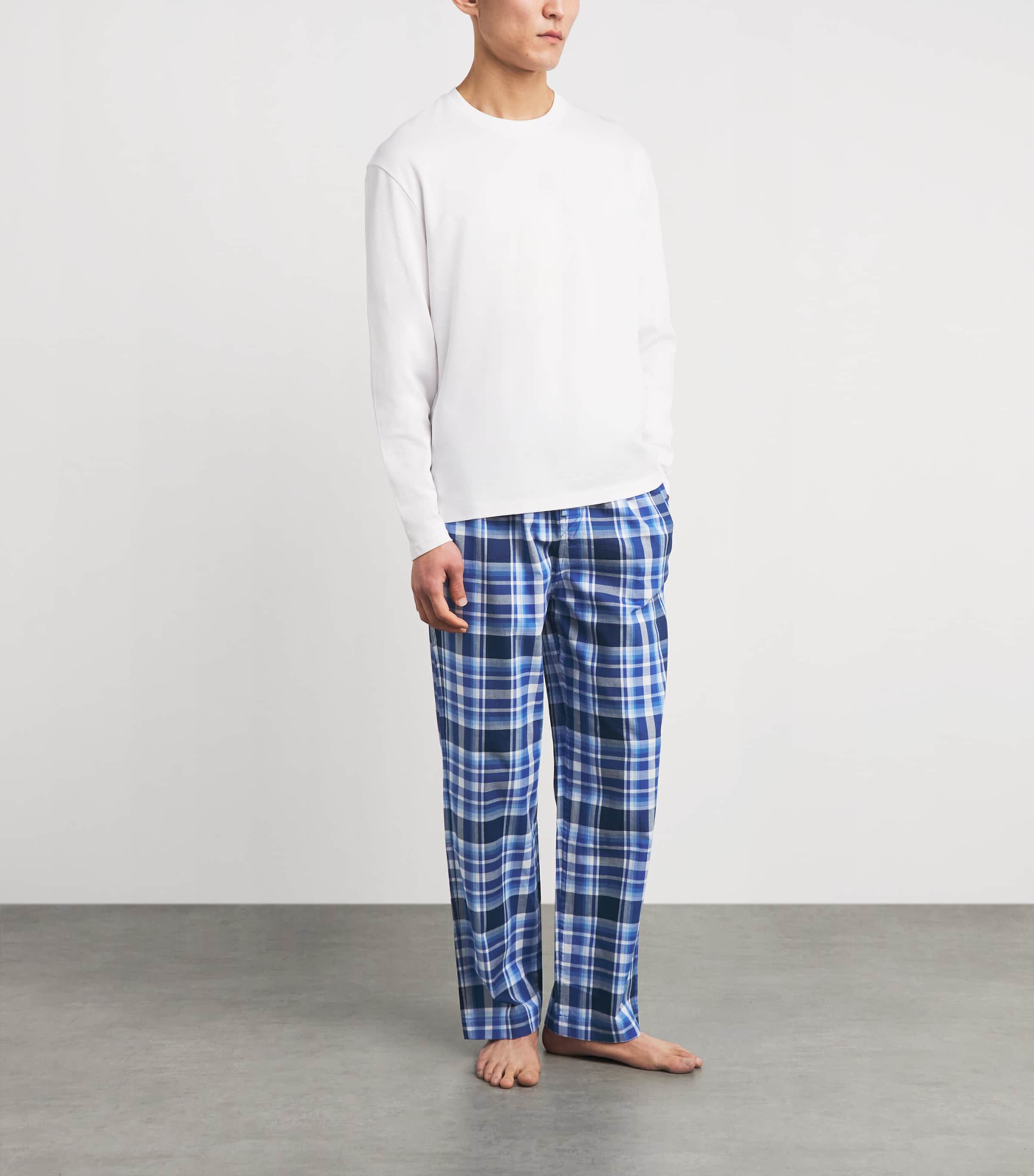 Polo Ralph Lauren Mens Cotton Check Pyjama Trousers Blue Plaid Multi Image 2