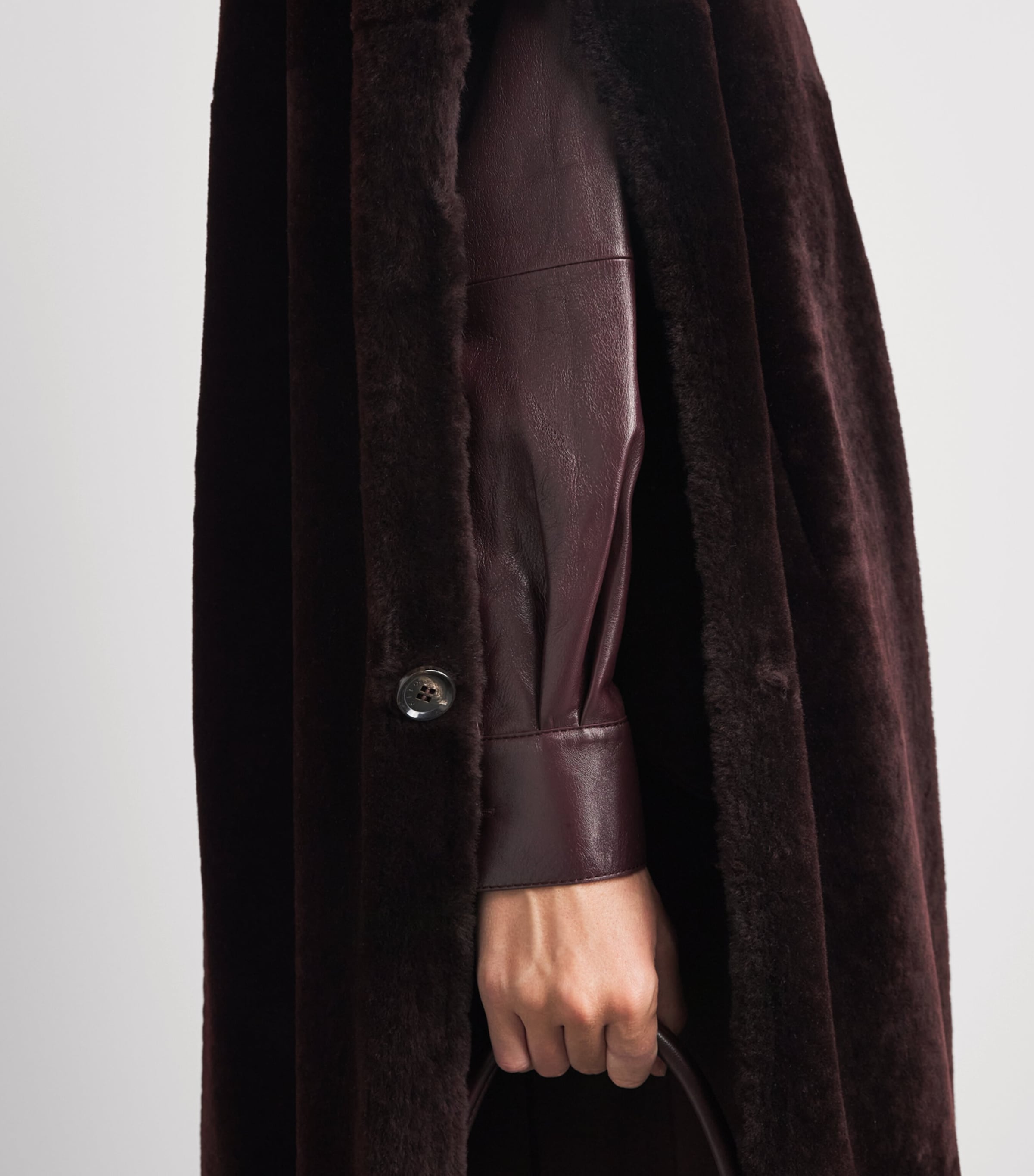 Kiton Womens Shearling Cape Bordeaux Image 3