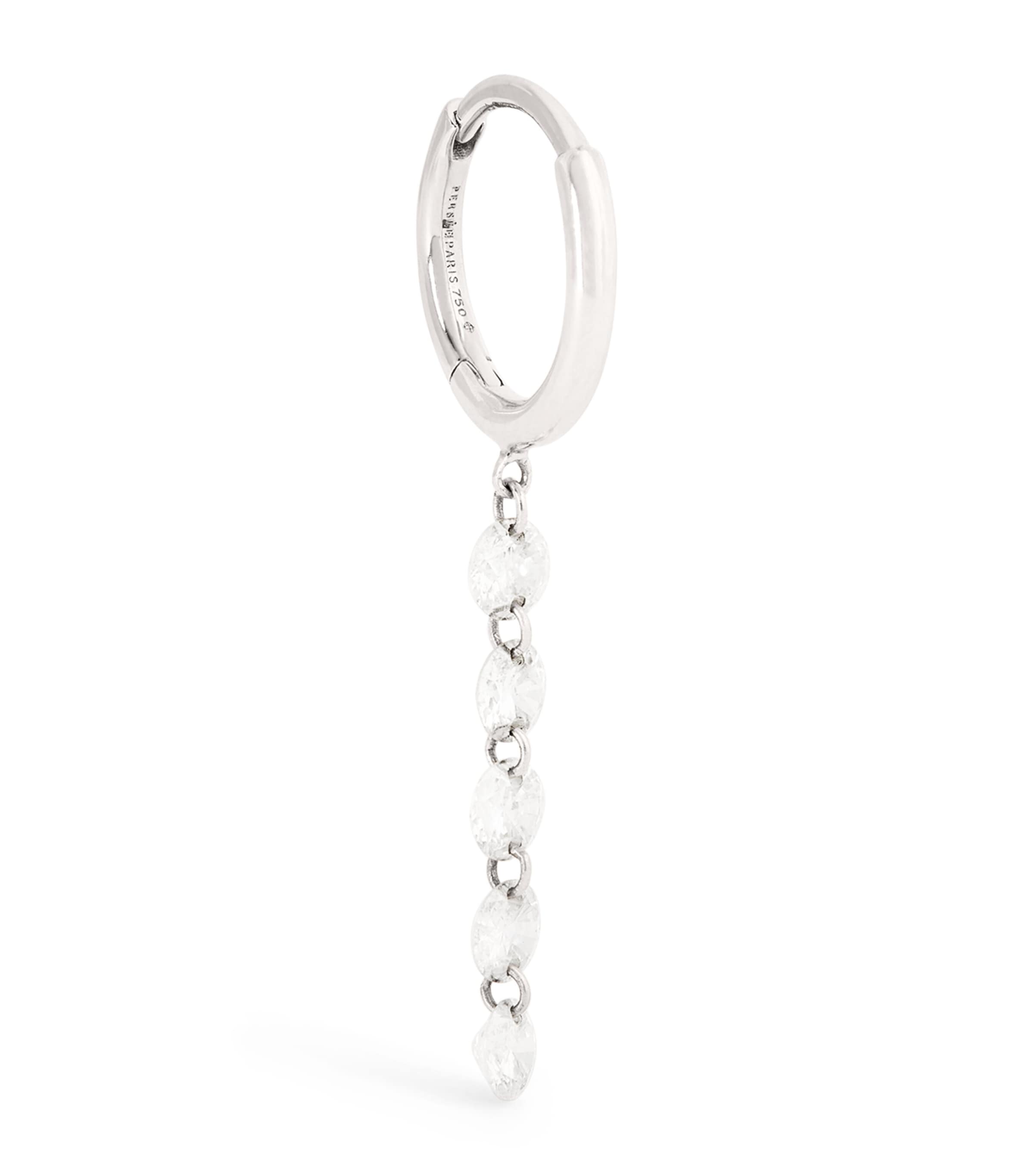 White Gold and Diamond Danaé Single Hoop Earring WHITE GOLD Image 3