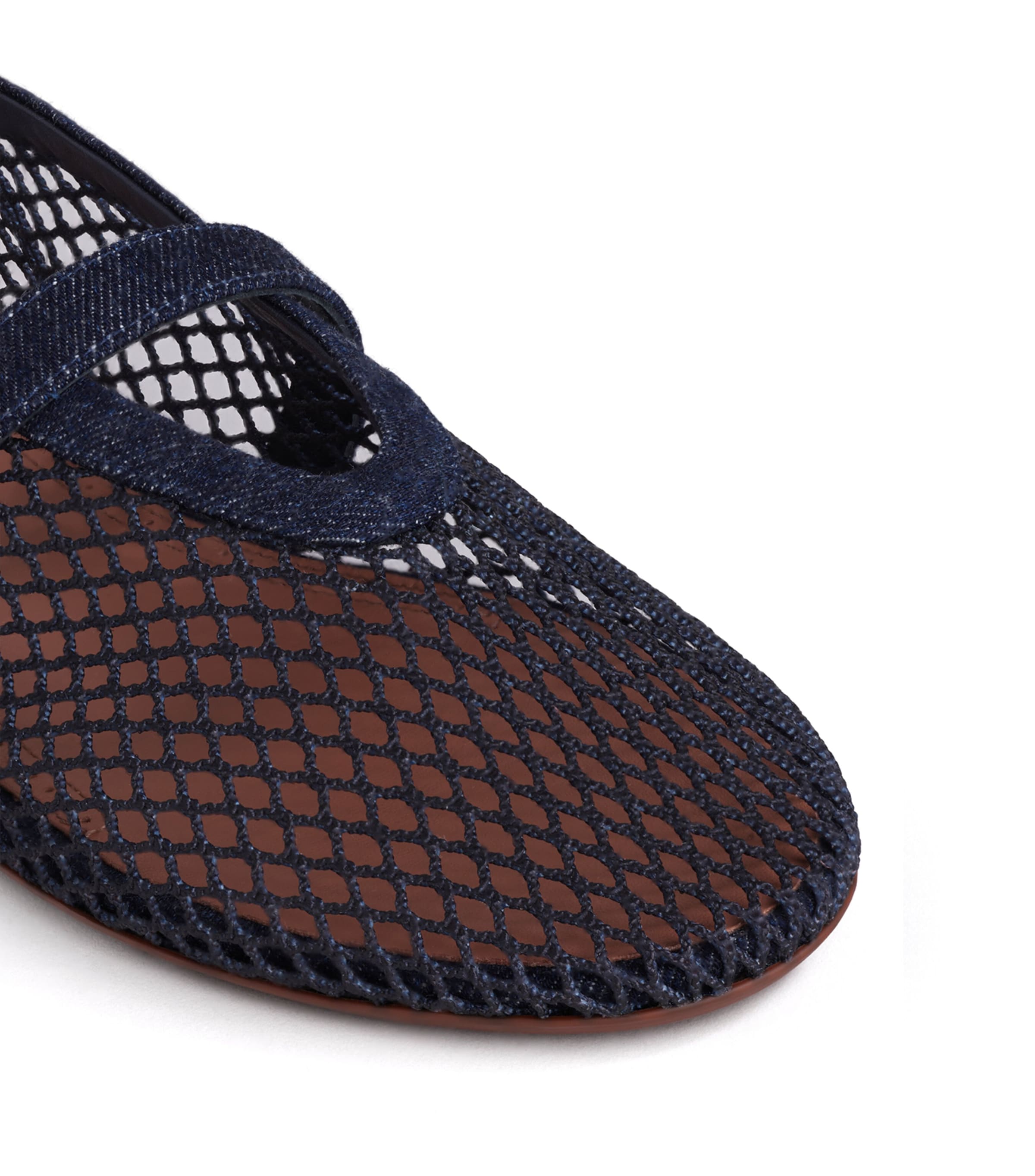 Alaïa Denim Fishnet Ballet Flats Denim Blue Image 4