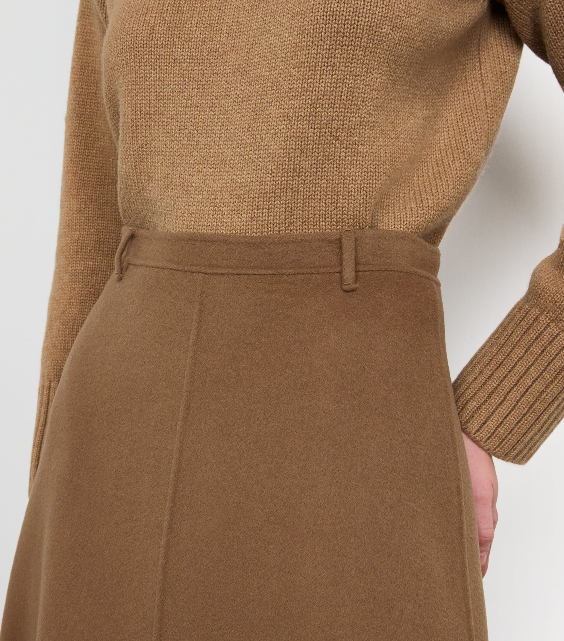 Virgin Wool Midi Skirt HAZELNUT BROWN Image 6