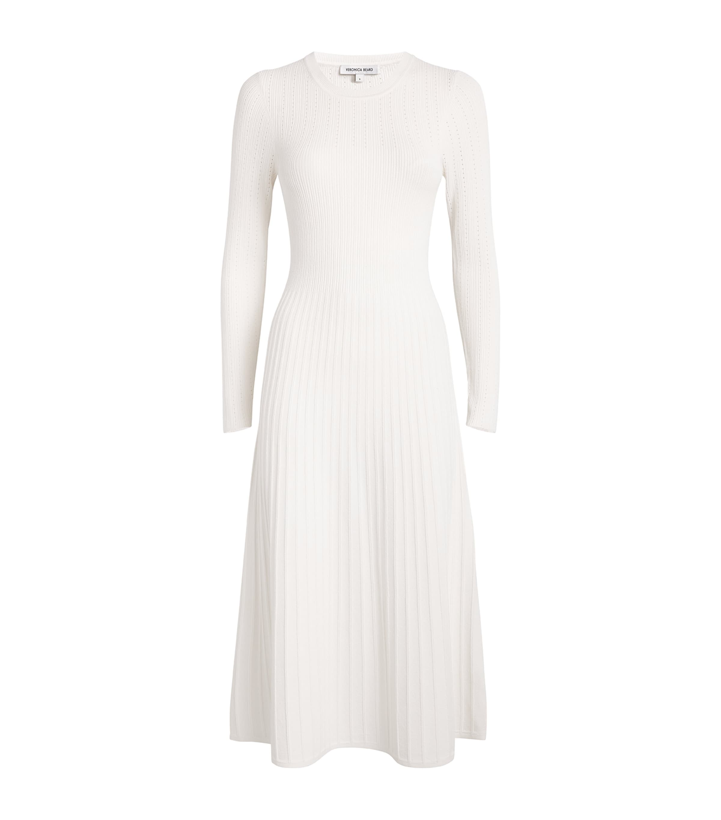 Veronica Beard Nami Knit Midi Dress In White
