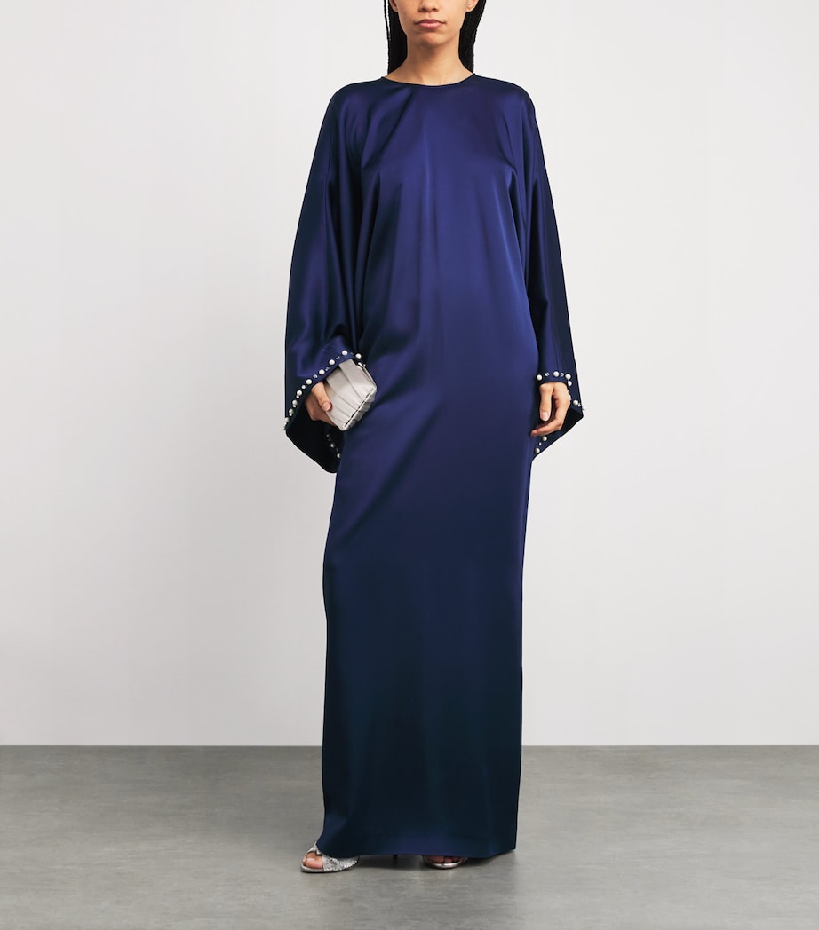 Satin Faux Pearl-Detail Maxi Dress 4000 NAVY Image 2