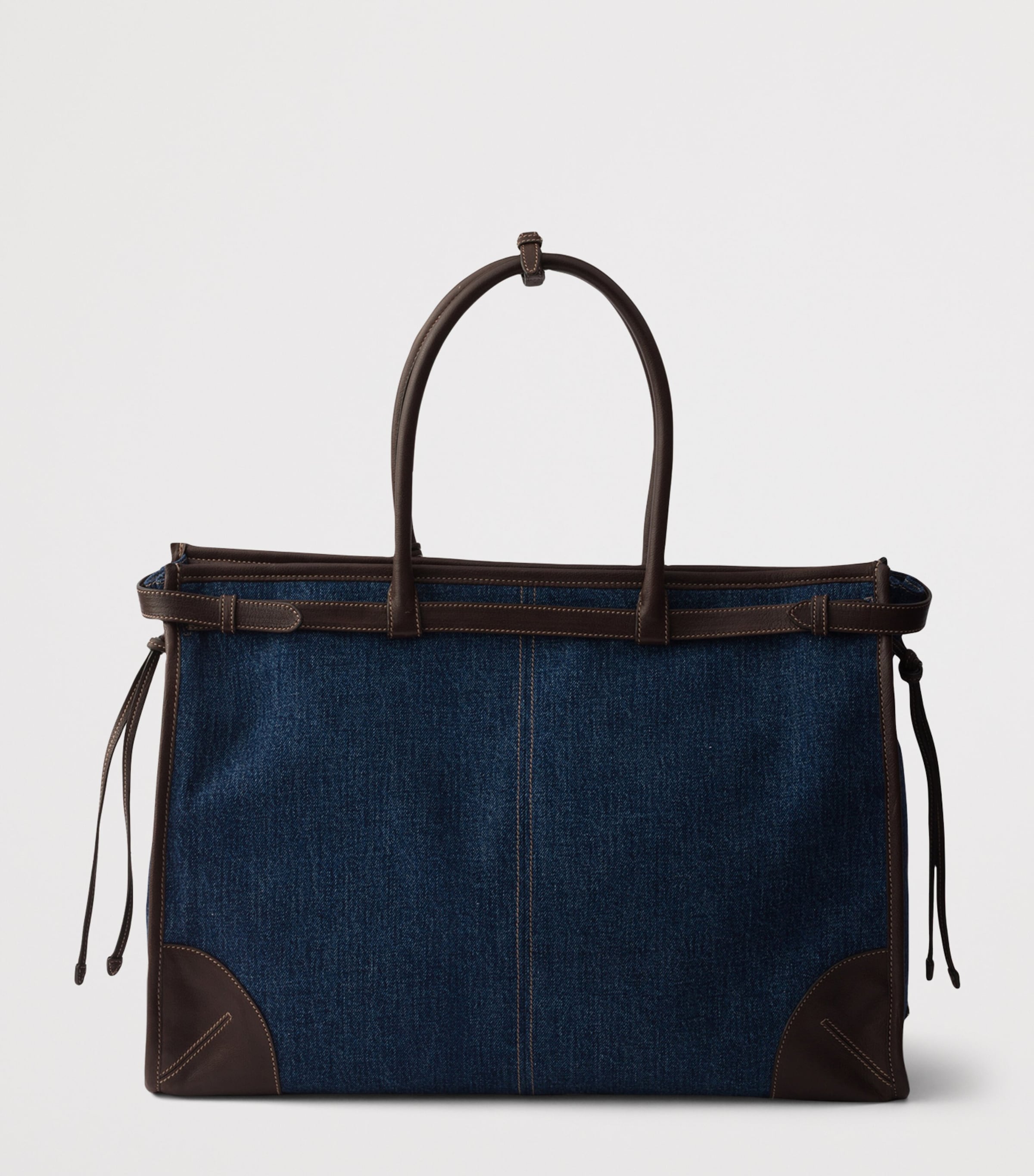 Prada Denim and Leather Bonnie Tote Bag Blue Image 6