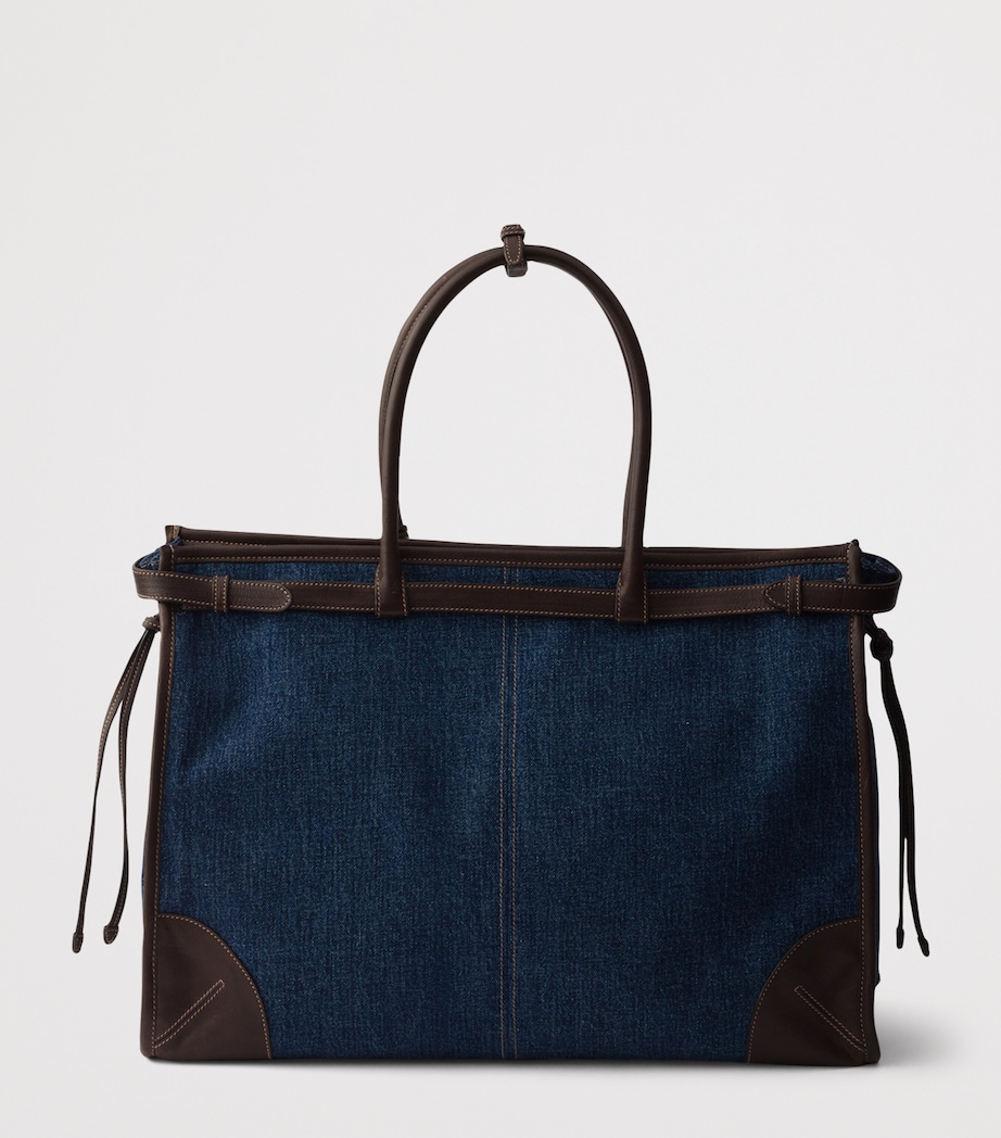 Prada Denim and Leather Bonnie Tote Bag Blue Image 6